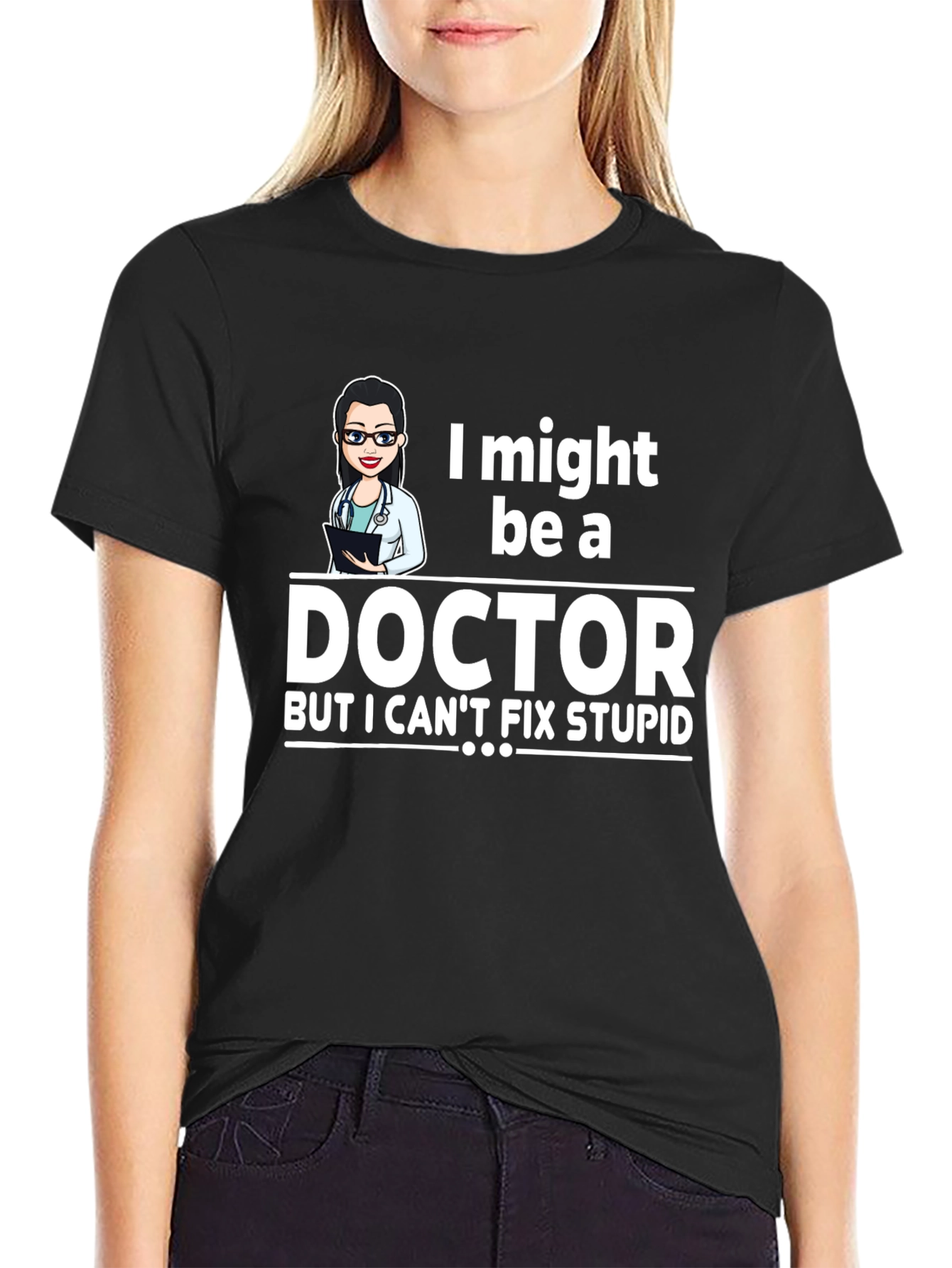 Black Doctor Humor Graphic Tee - I Might Be A Doctor T-Shirt view 2