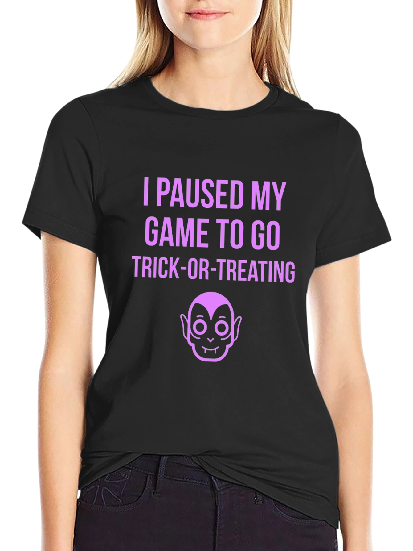 Black Funny Halloween Gamer T-Shirt - I Paused My Game view 2
