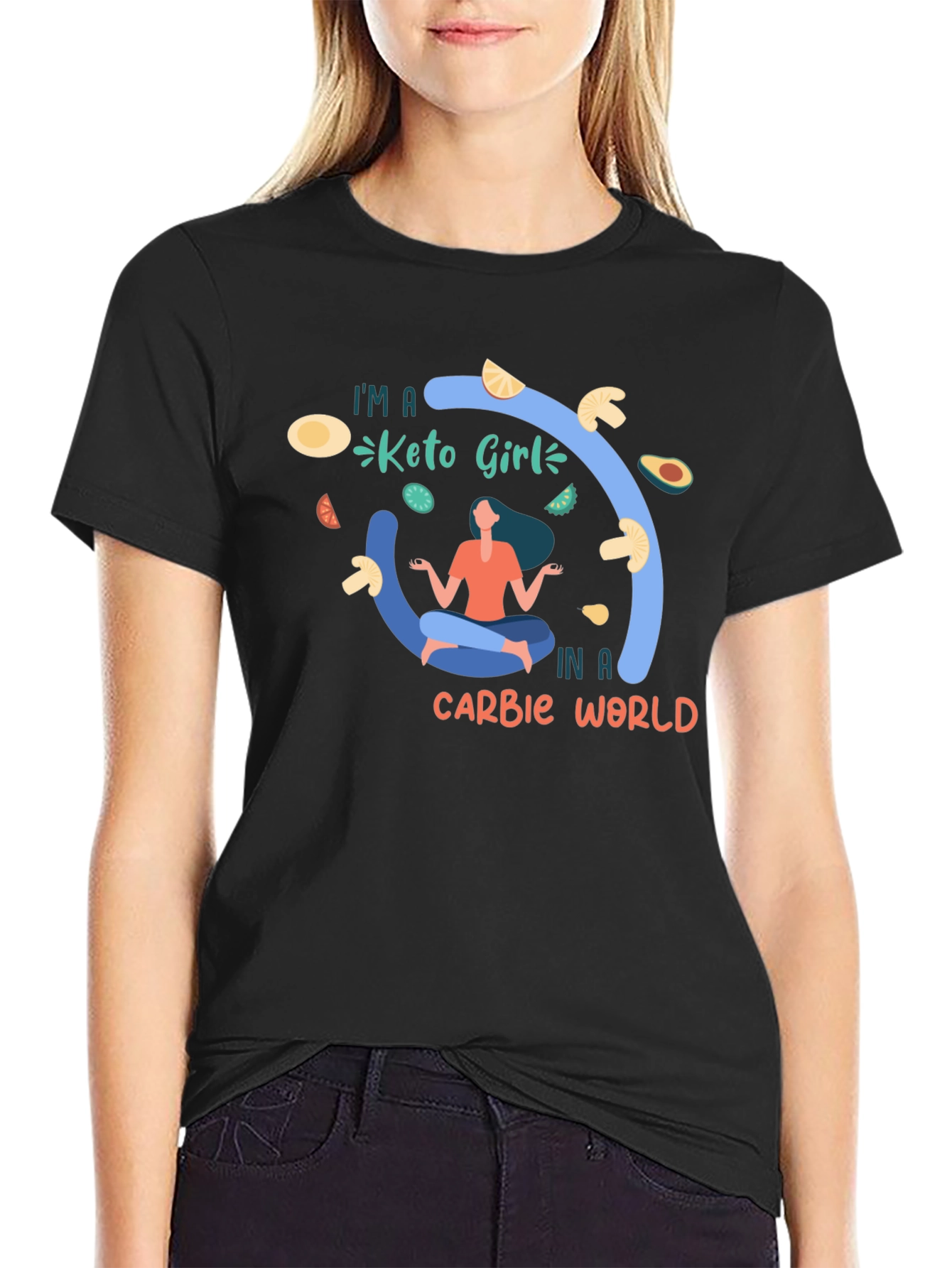 Black Keto Girl T-Shirt - Carb Conscious Design view 2