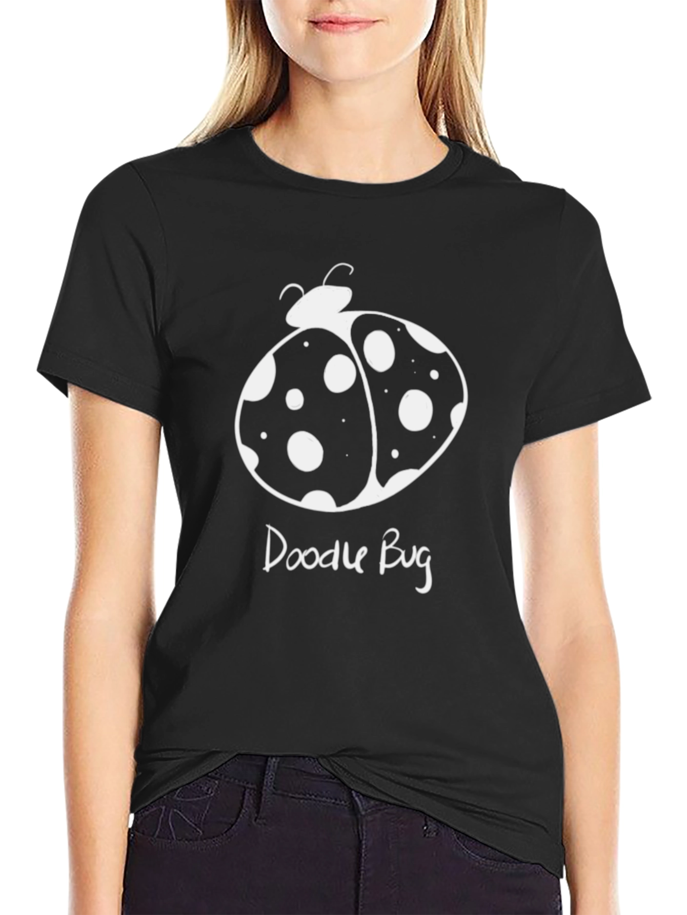 Black Doodle Bug Graphic Tee - Black Unisex T-Shirt view 2