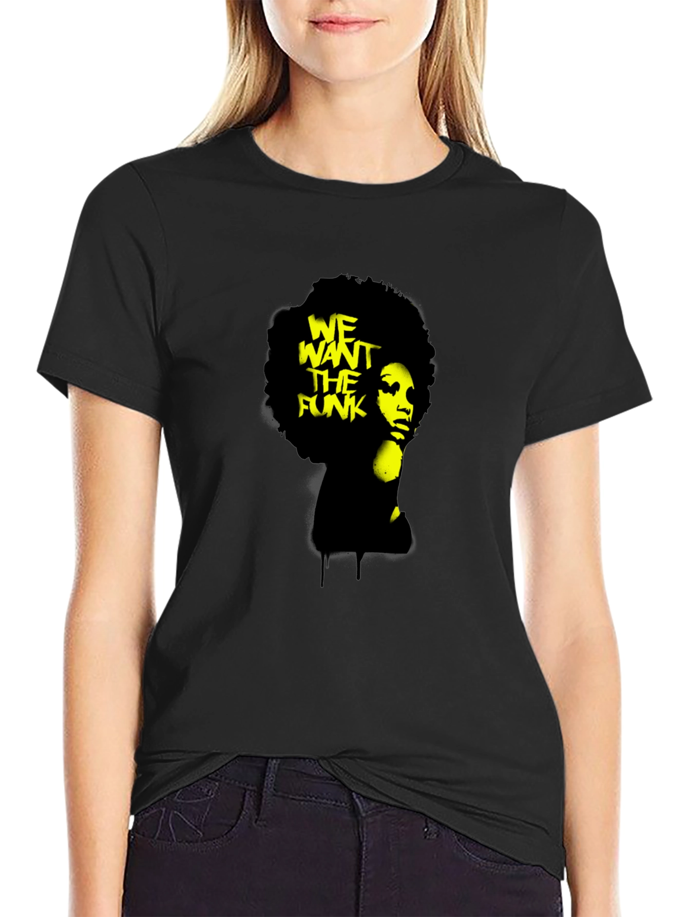 We Want The Funk Afro Graphic Black T-Shirt - 2