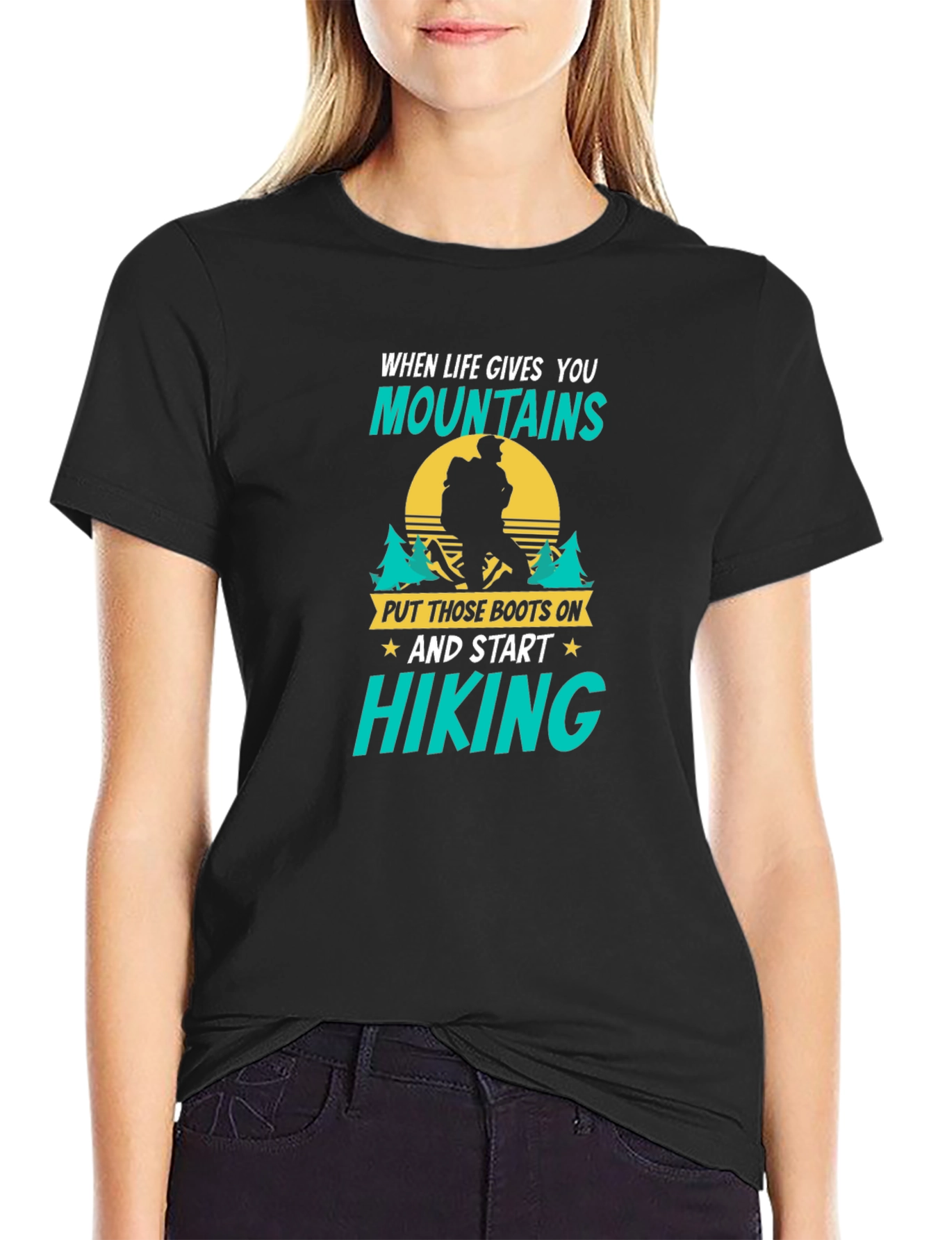 Black Hiking T-Shirt: When Life Gives You Mountains view 2