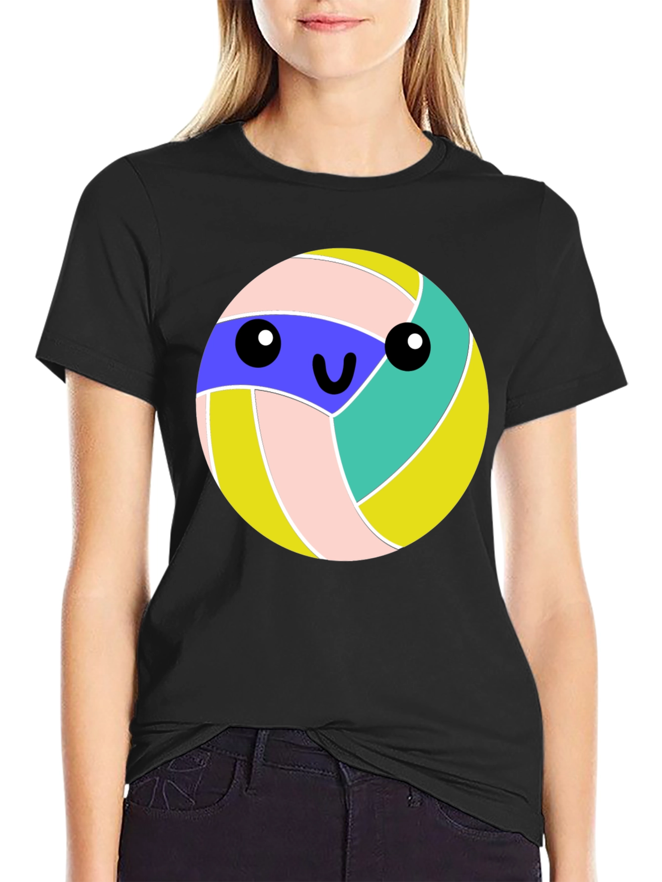 Black Kawaii Volleyball T-Shirt - Cute Anime Style view 2