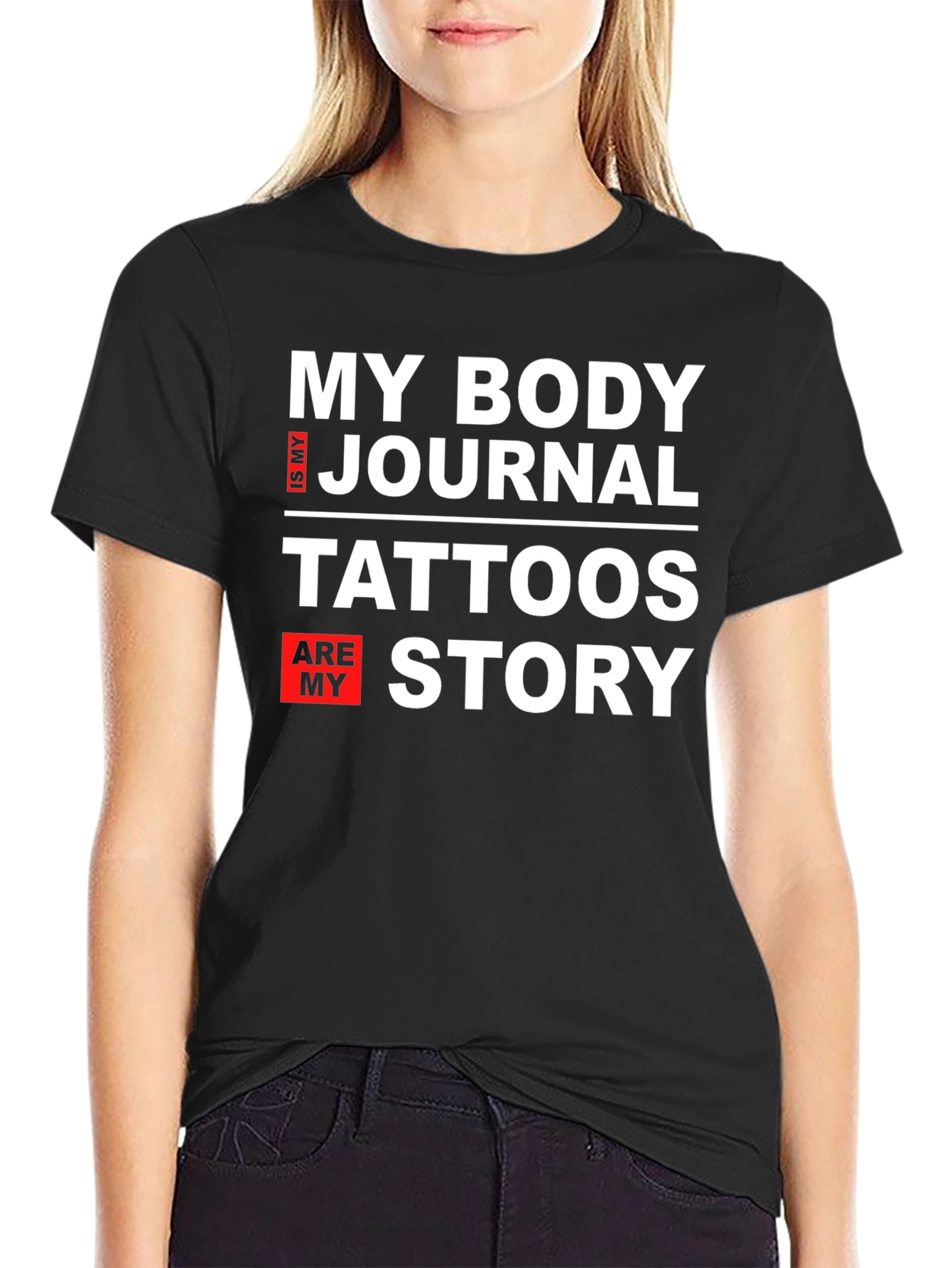 Black My Body Is My Journal Tattoos Story Graphic Tee view 2