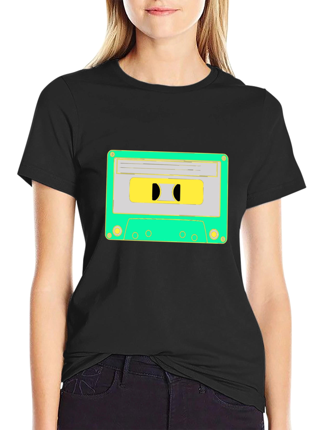 Black Retro Cassette Tape Graphic Tee - Black view 2