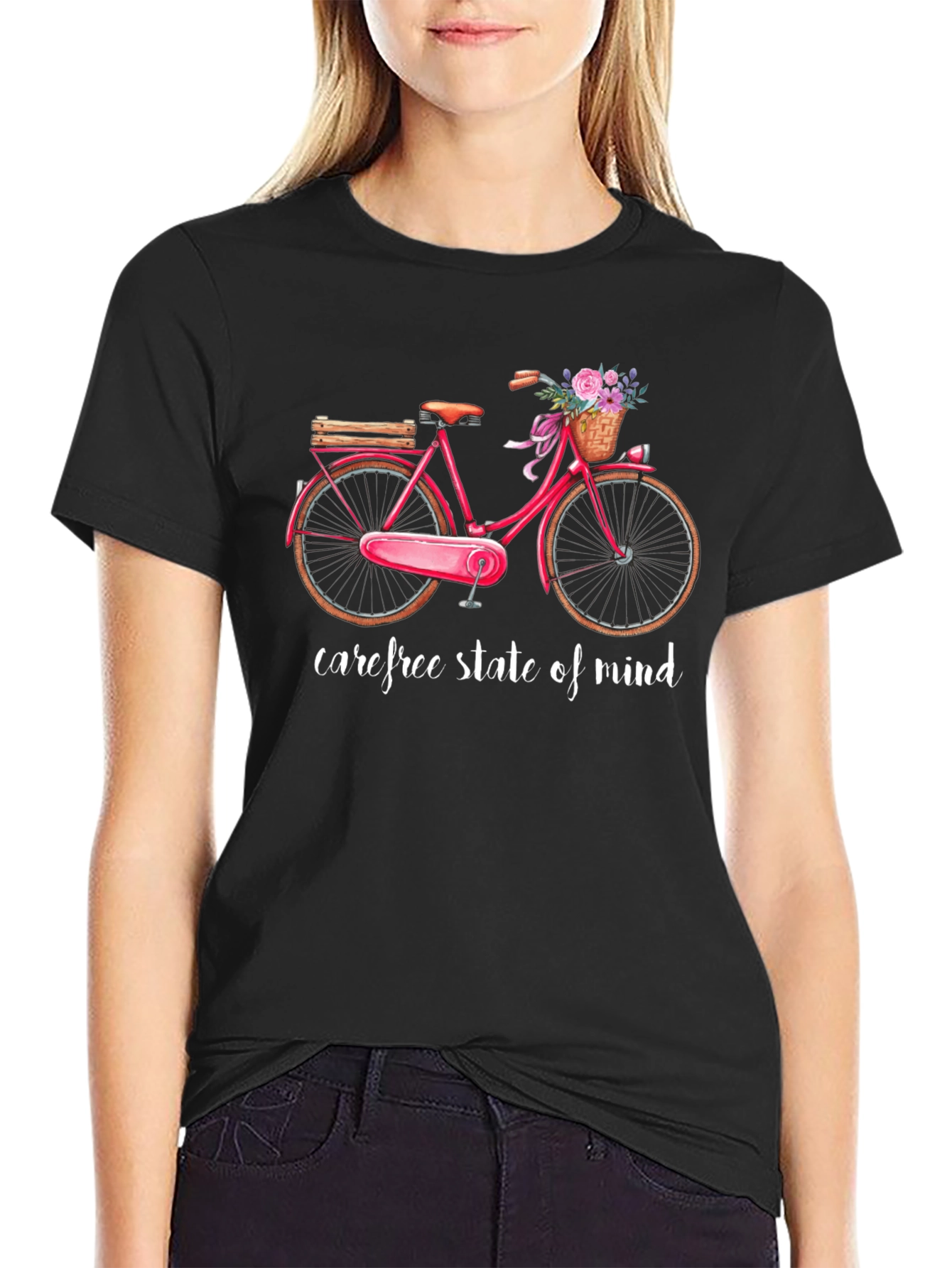 Black Carefree State of Mind Bicycle Graphic Tee view 2