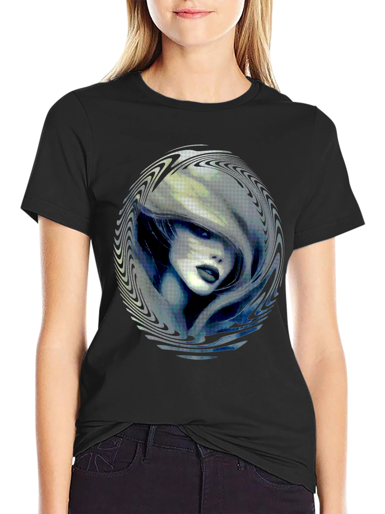 Black Mystic Woman Graphic Print Black T-Shirt view 2