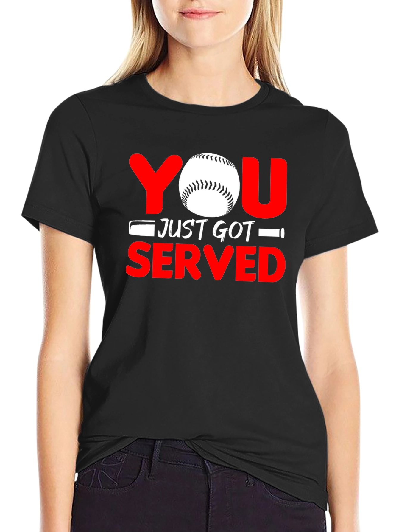 Black You Just Got Served Baseball Graphic T-Shirt view 2