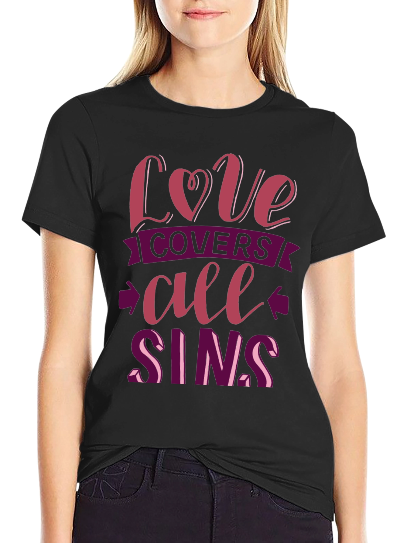 Black Love Covers All Sins Graphic T-Shirt view 2
