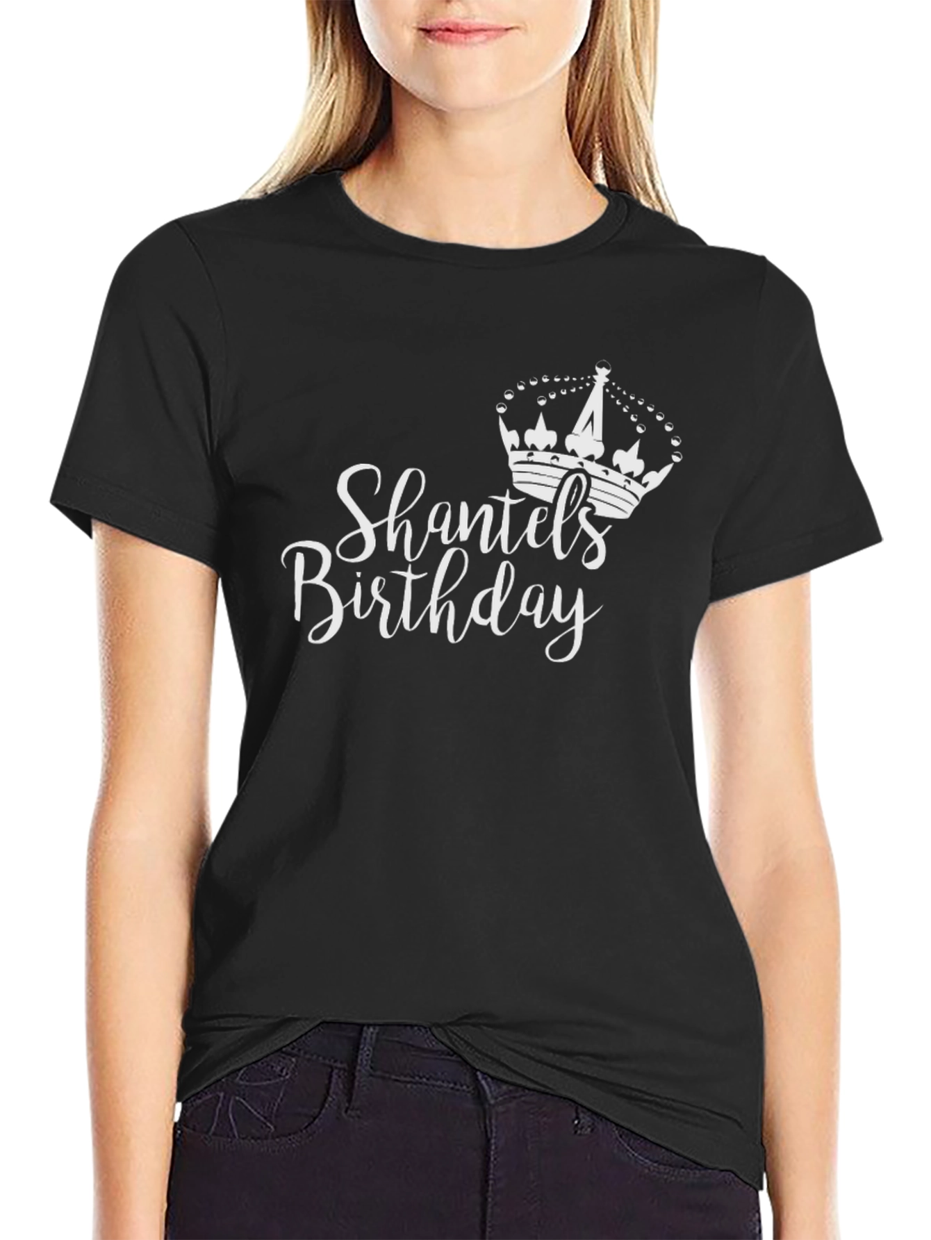 Black Shantel's Birthday T-Shirt | Black Cotton Tee view 2