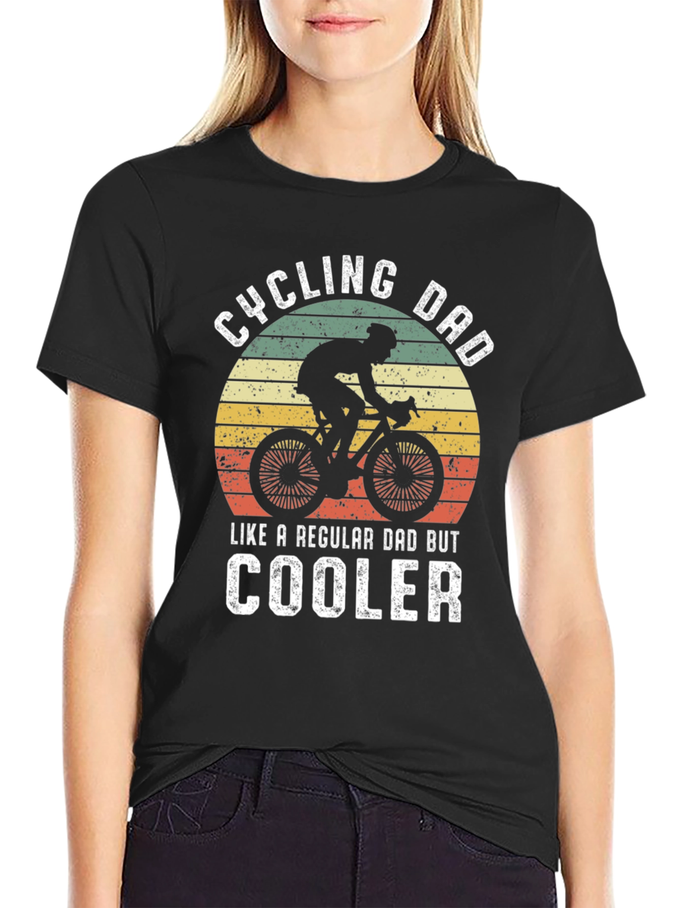Black Cycling Dad T-Shirt - Like a Regular Dad But Cooler view 2