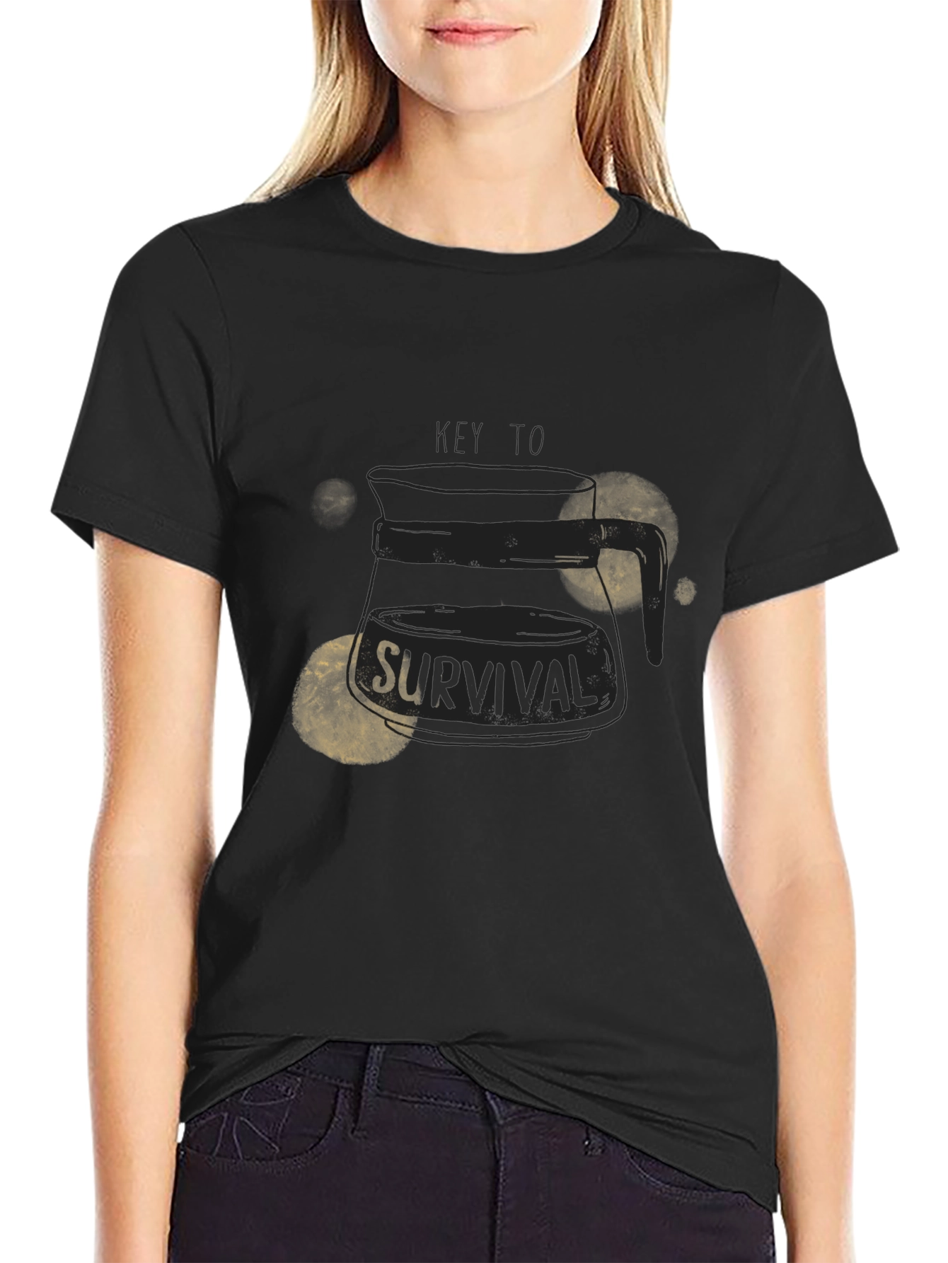 Black Coffee Key To Survival Graphic Tee view 2