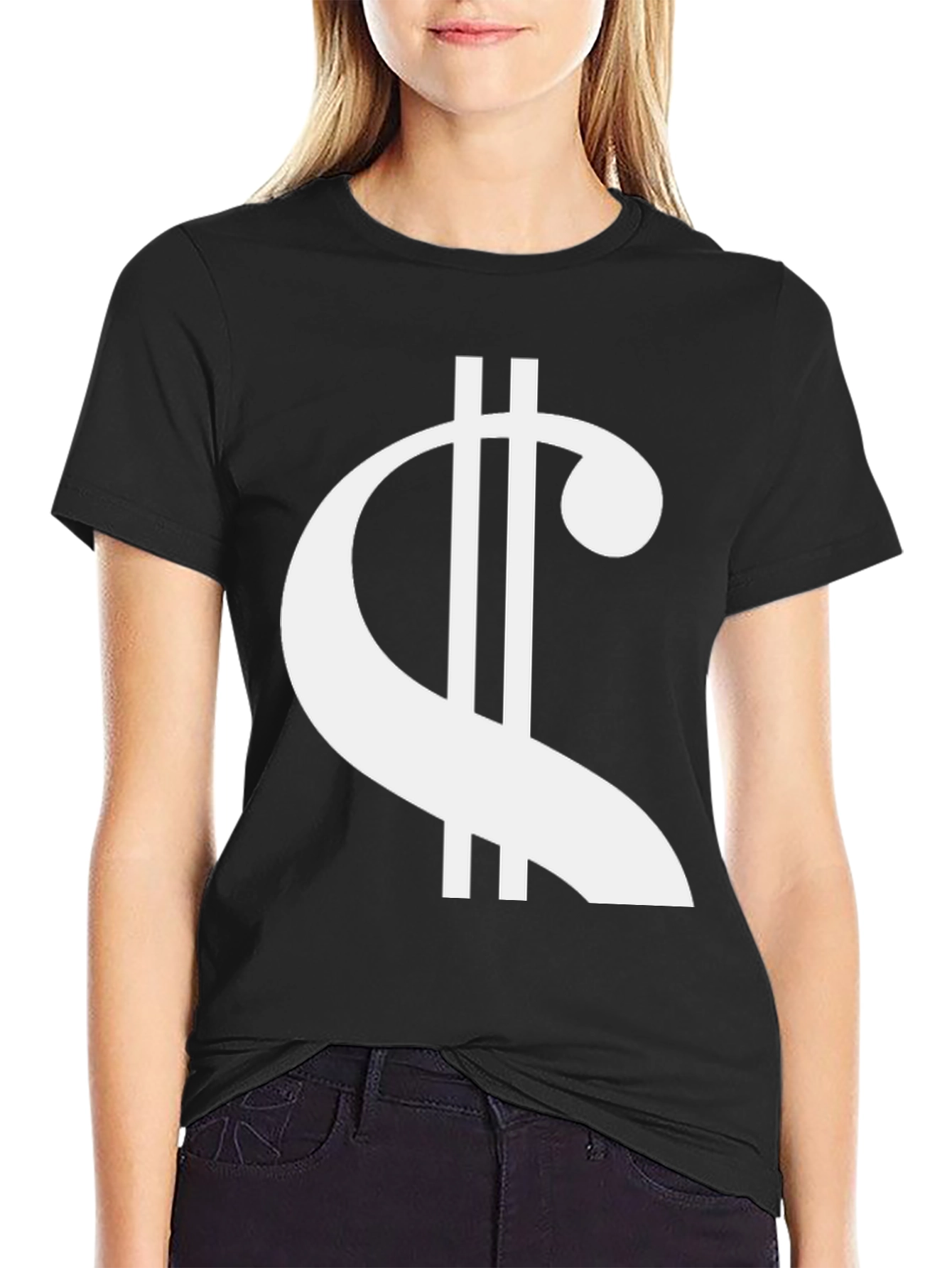 Black Unique Symbol Graphic Tee - Black Cotton Blend view 2