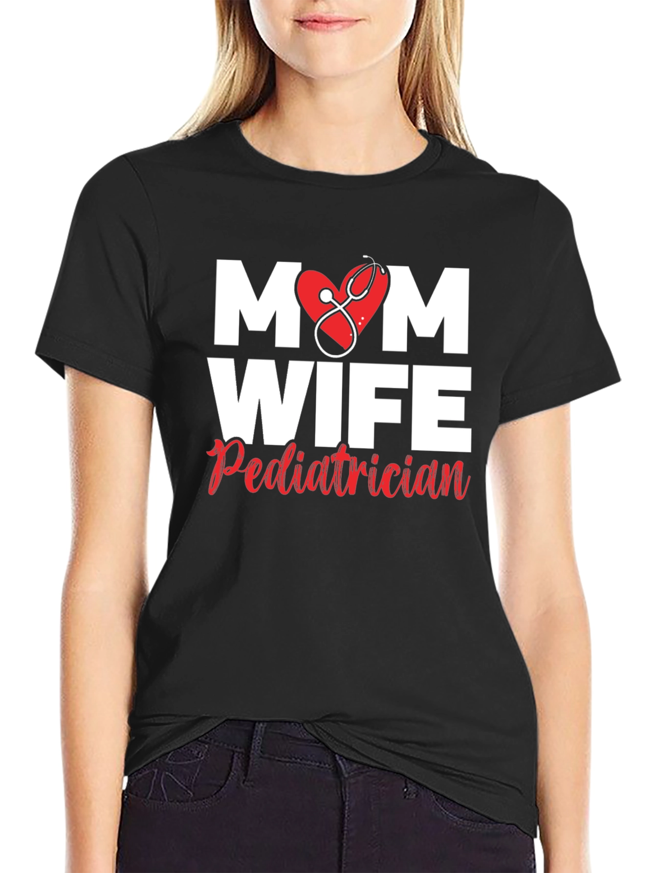 Black Mom Wife Pediatrician Graphic T-Shirt view 2