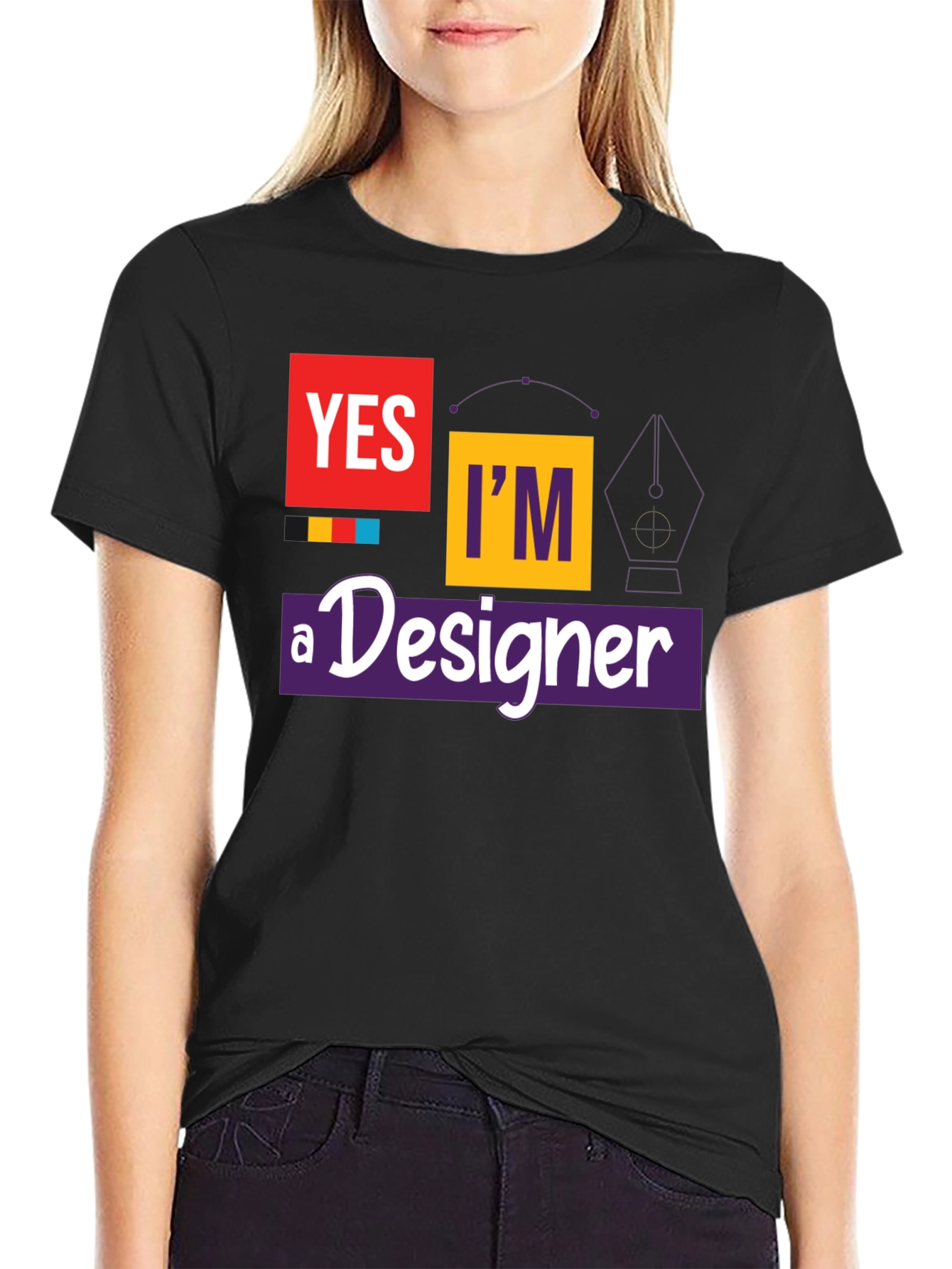Black Yes I'm A Designer T-Shirt - Graphic Tee view 2