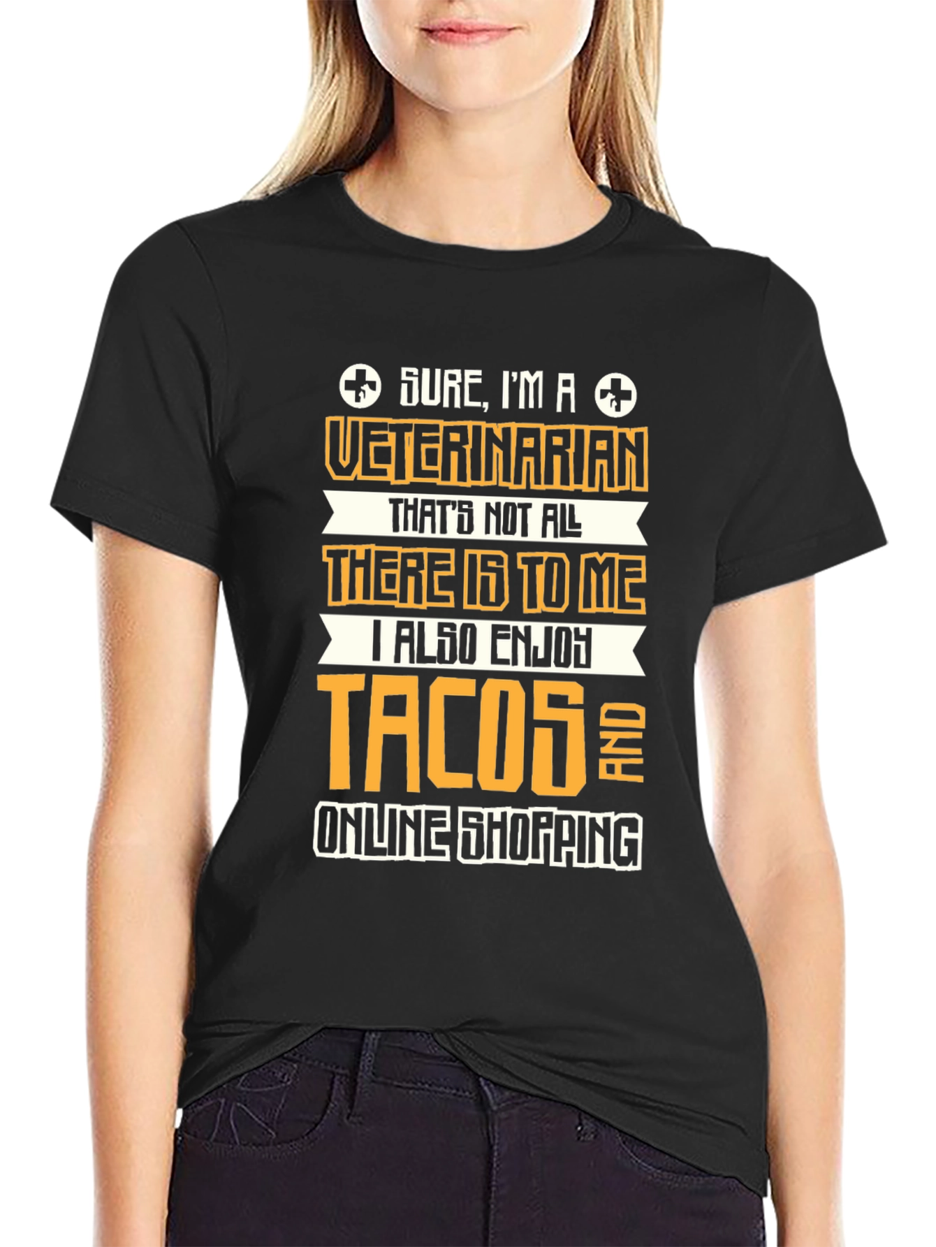 Black Veterinarian Tacos & Online Shopping T-Shirt view 2
