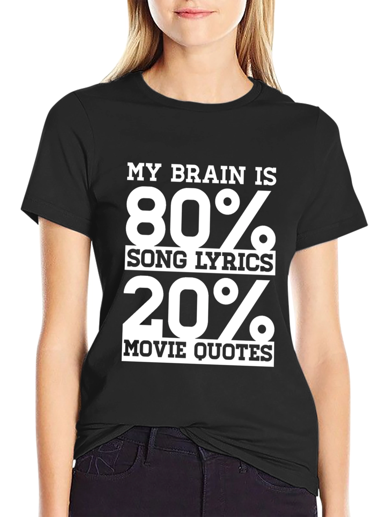 Black Funny "My Brain" Graphic T-Shirt view 2