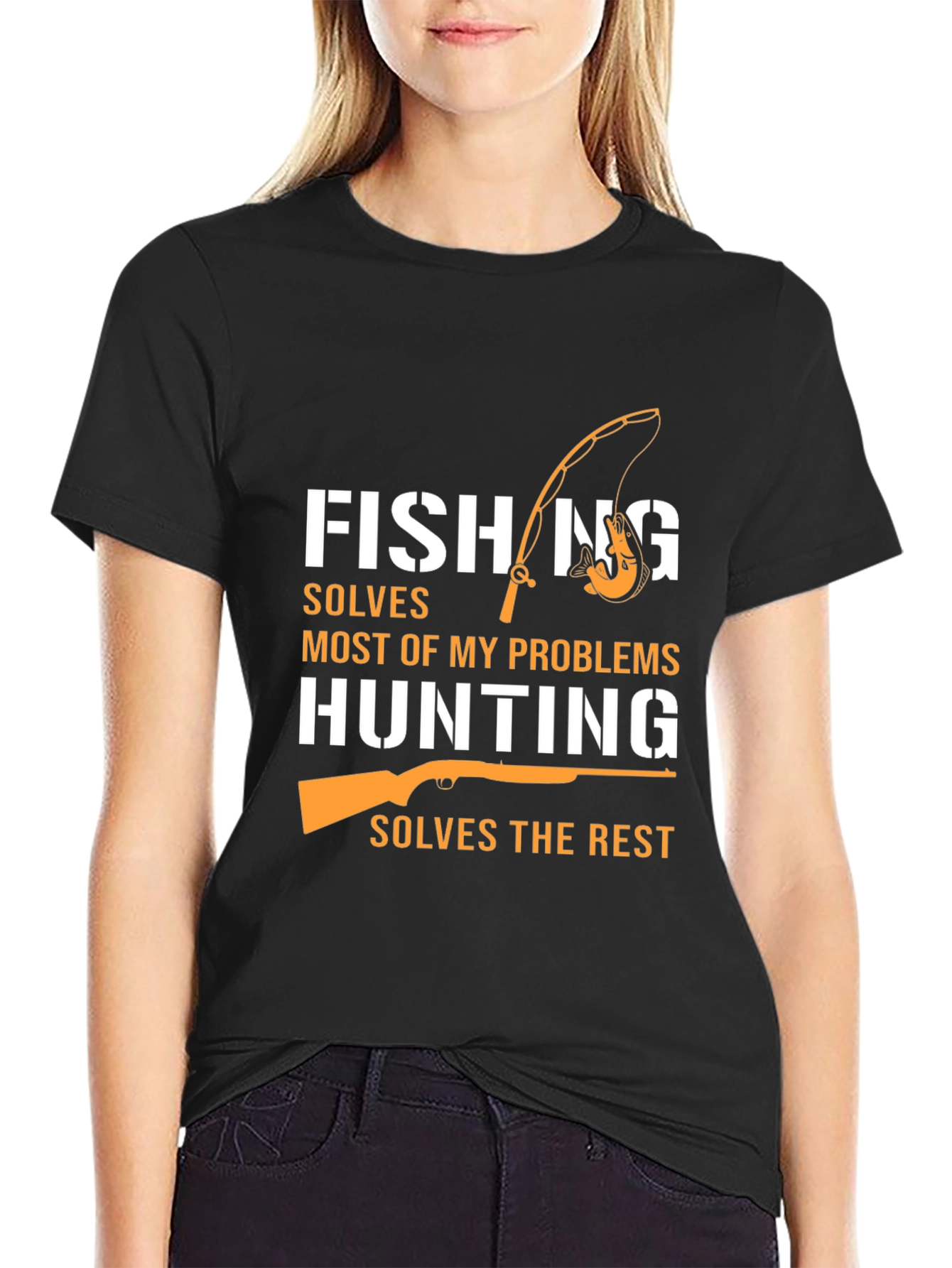 Black Fishing & Hunting Graphic Tee - Humor T-Shirt view 2