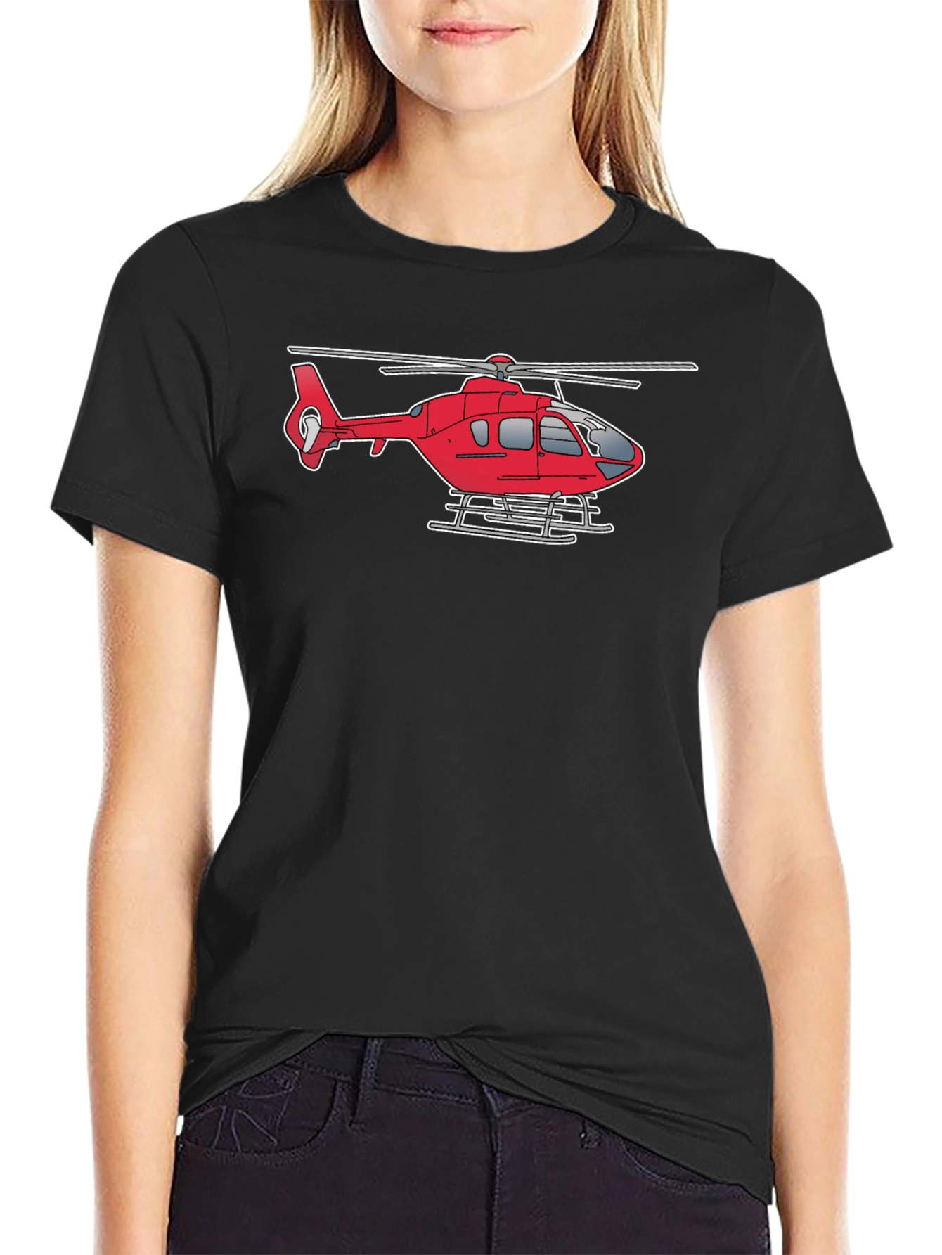 Black Helicopter Graphic Tee - Black Cotton Casual Shirt view 2