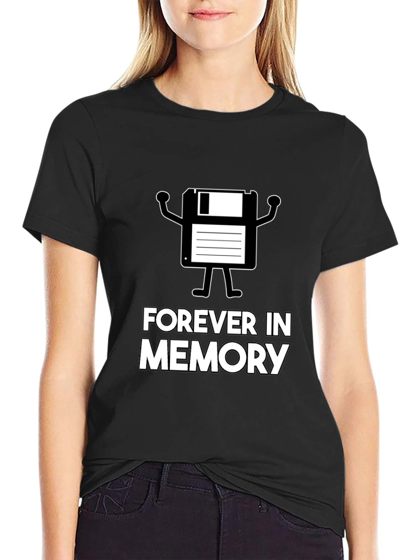 Forever In Memory Floppy Disk Black T-Shirt - 2