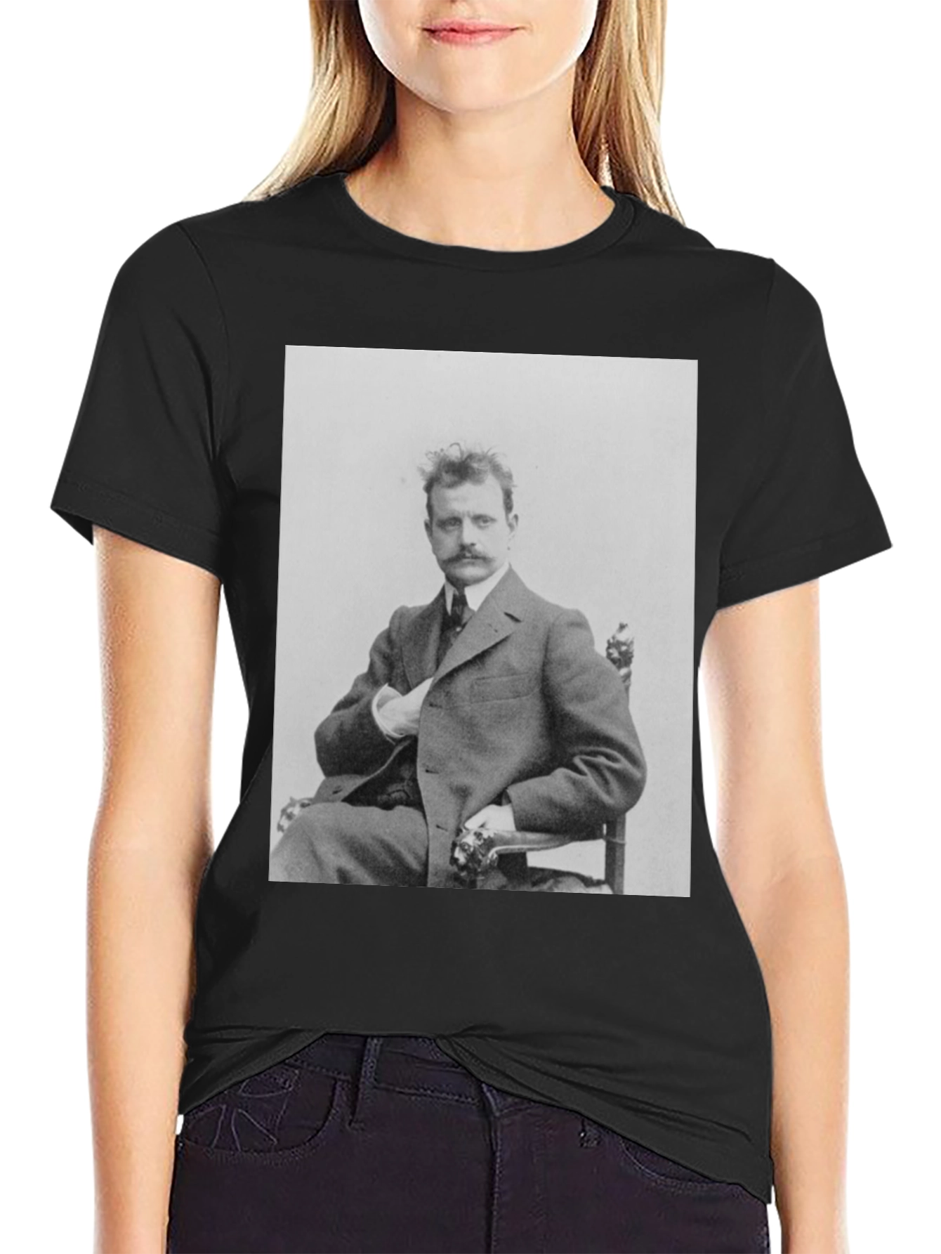 Black Vintage Portrait Tee - Classic Style view 2