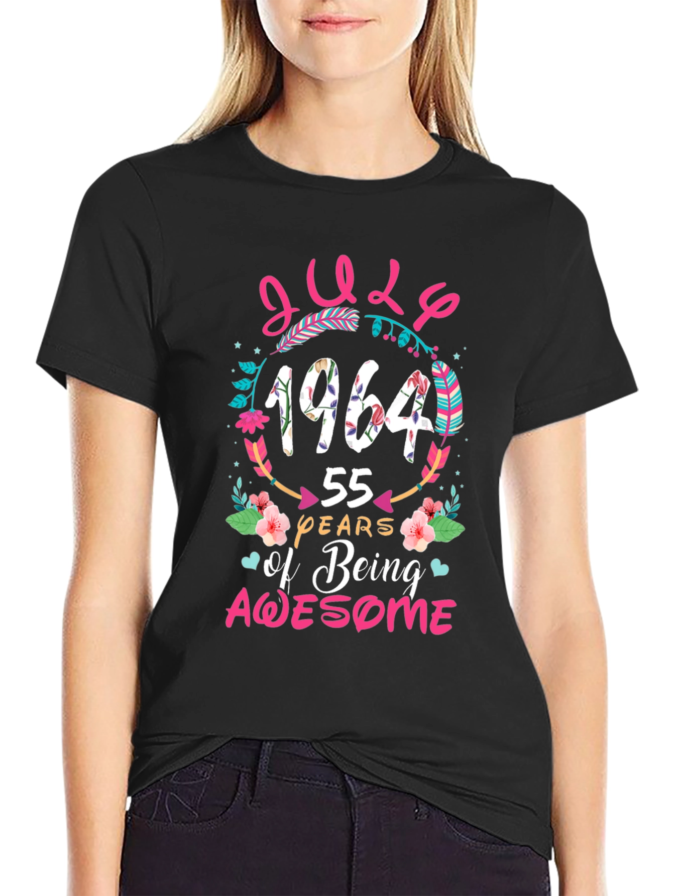 Black July 1964 Birthday Awesome T-Shirt view 2