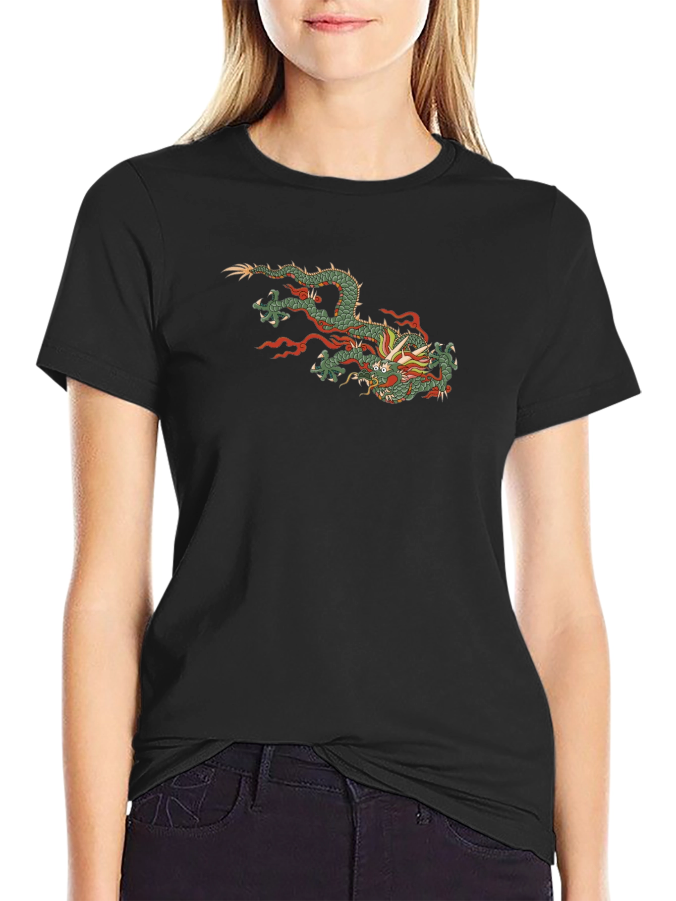 Black Black Dragon Graphic Tee - Stylish Casual Wear view 2