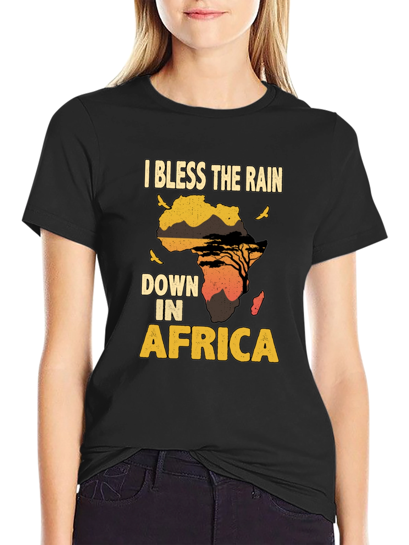 Black Bless The Rain In Africa Graphic T-Shirt view 2