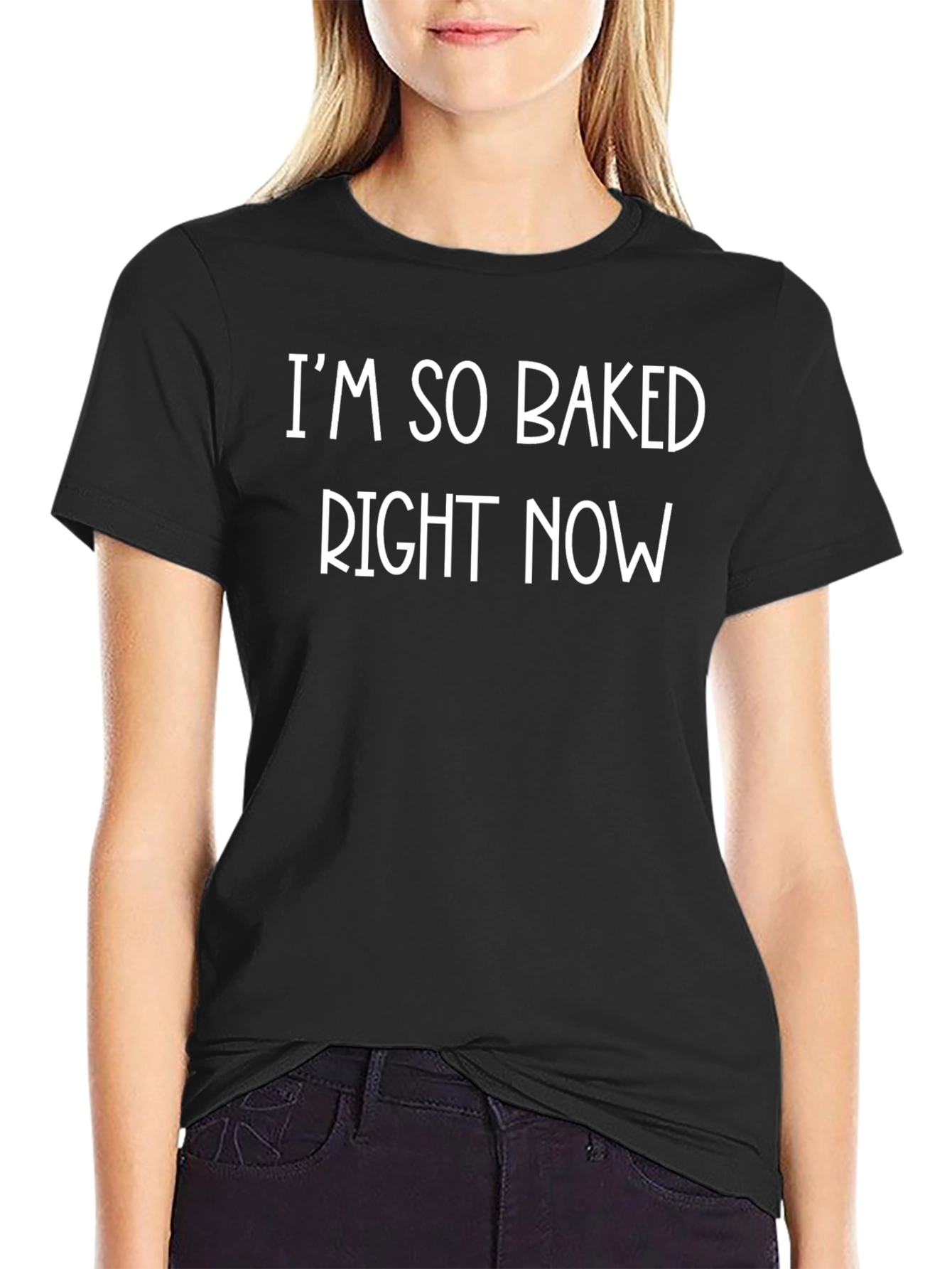 Black I'm So Baked Right Now Funny Graphic Tee view 2