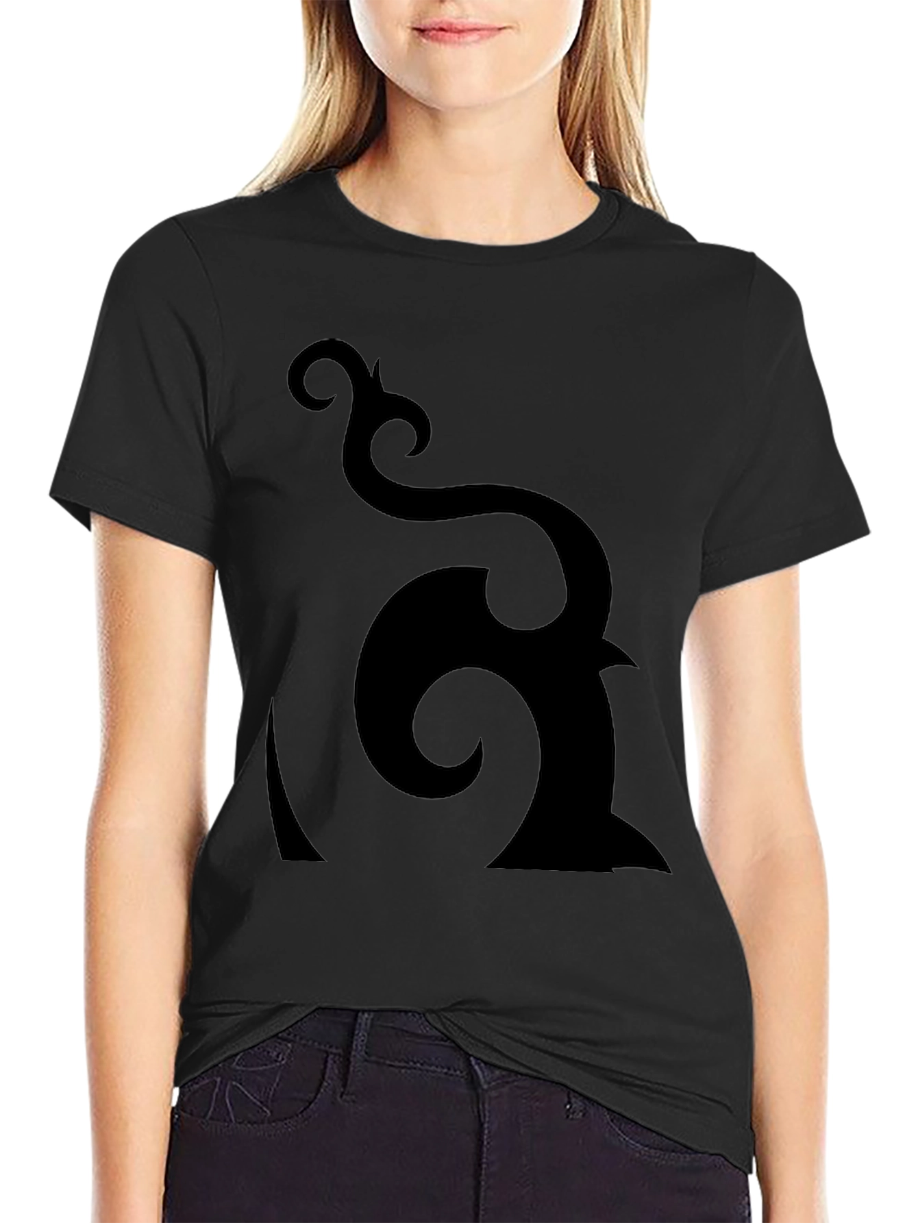 Black Abstract Graphic Black T-Shirt - Modern Design view 2