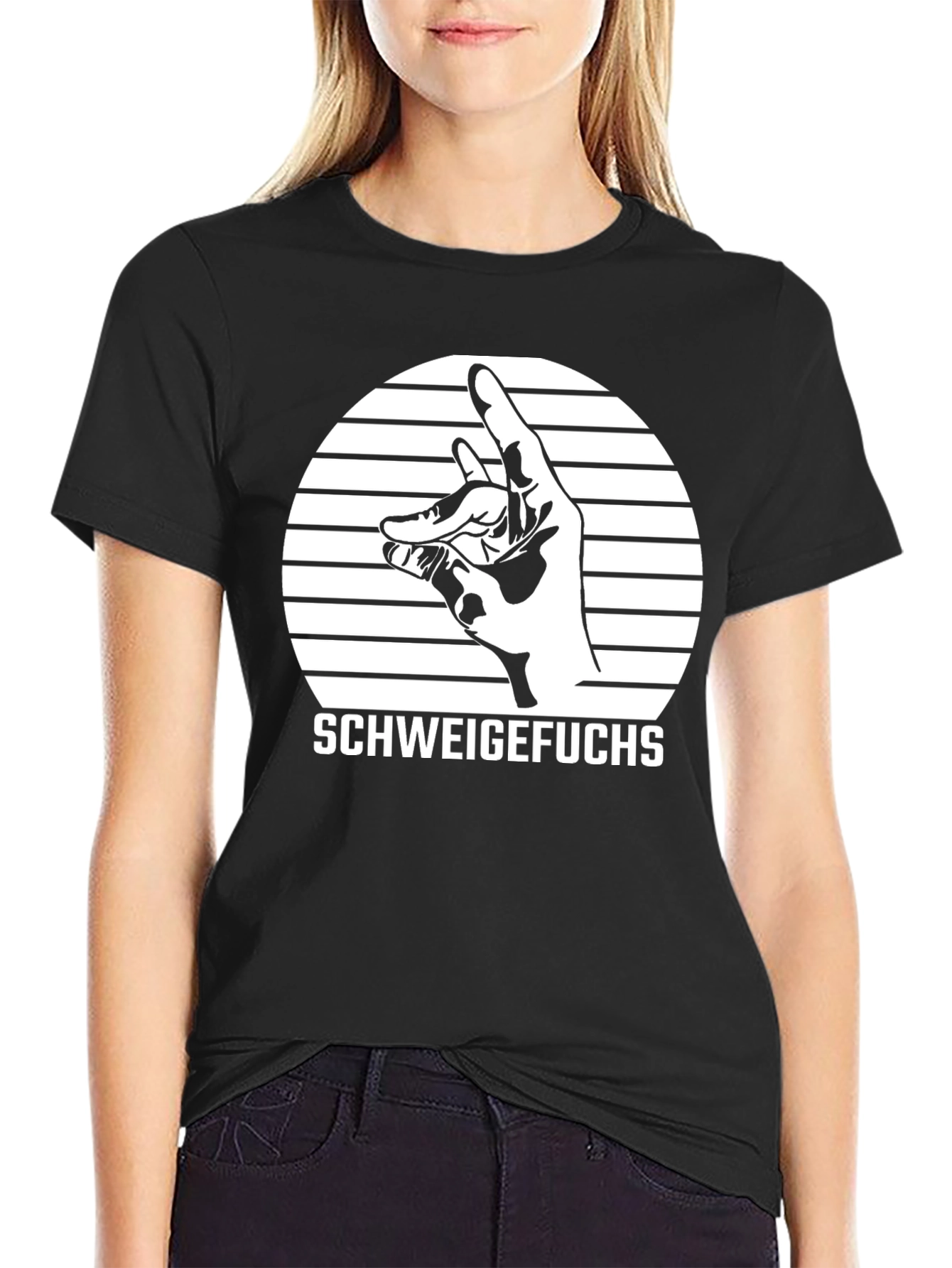 Black Schweige Fuchs Graphic Tee - Black T-Shirt view 2