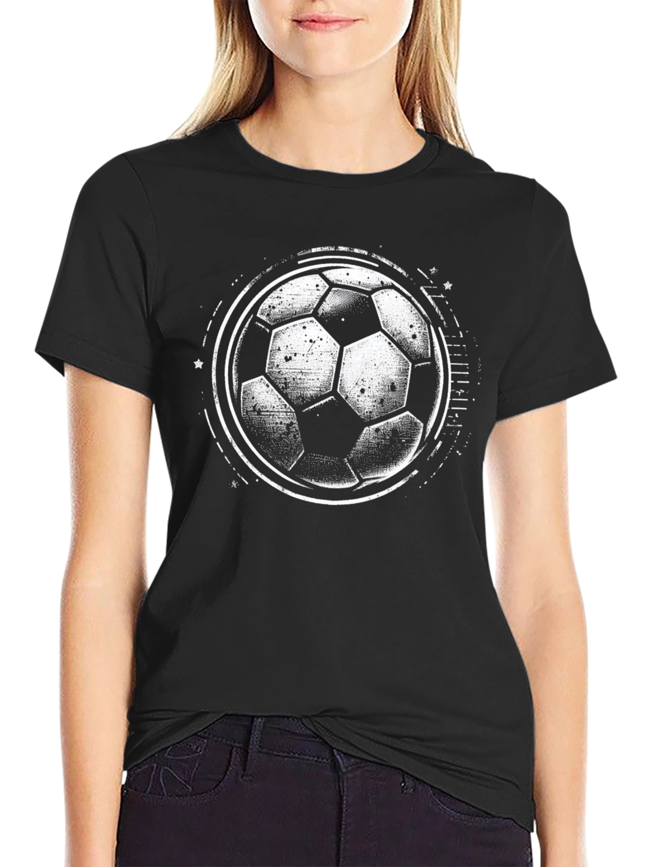 Black Soccer Ball Graphic Tee - Black Casual Shirt view 2