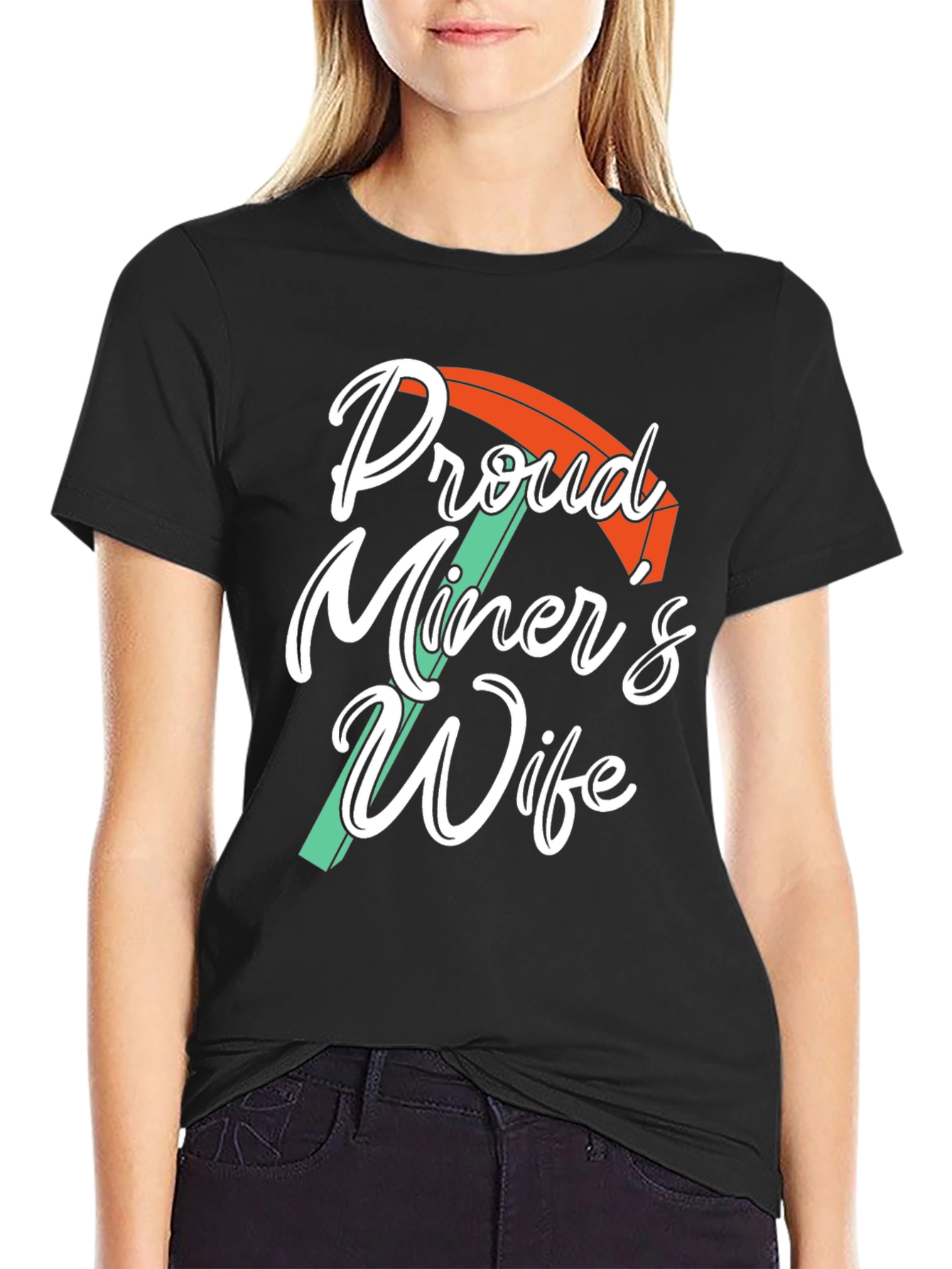 Black Proud Miner's Wife Black Graphic Tee Shirt view 2