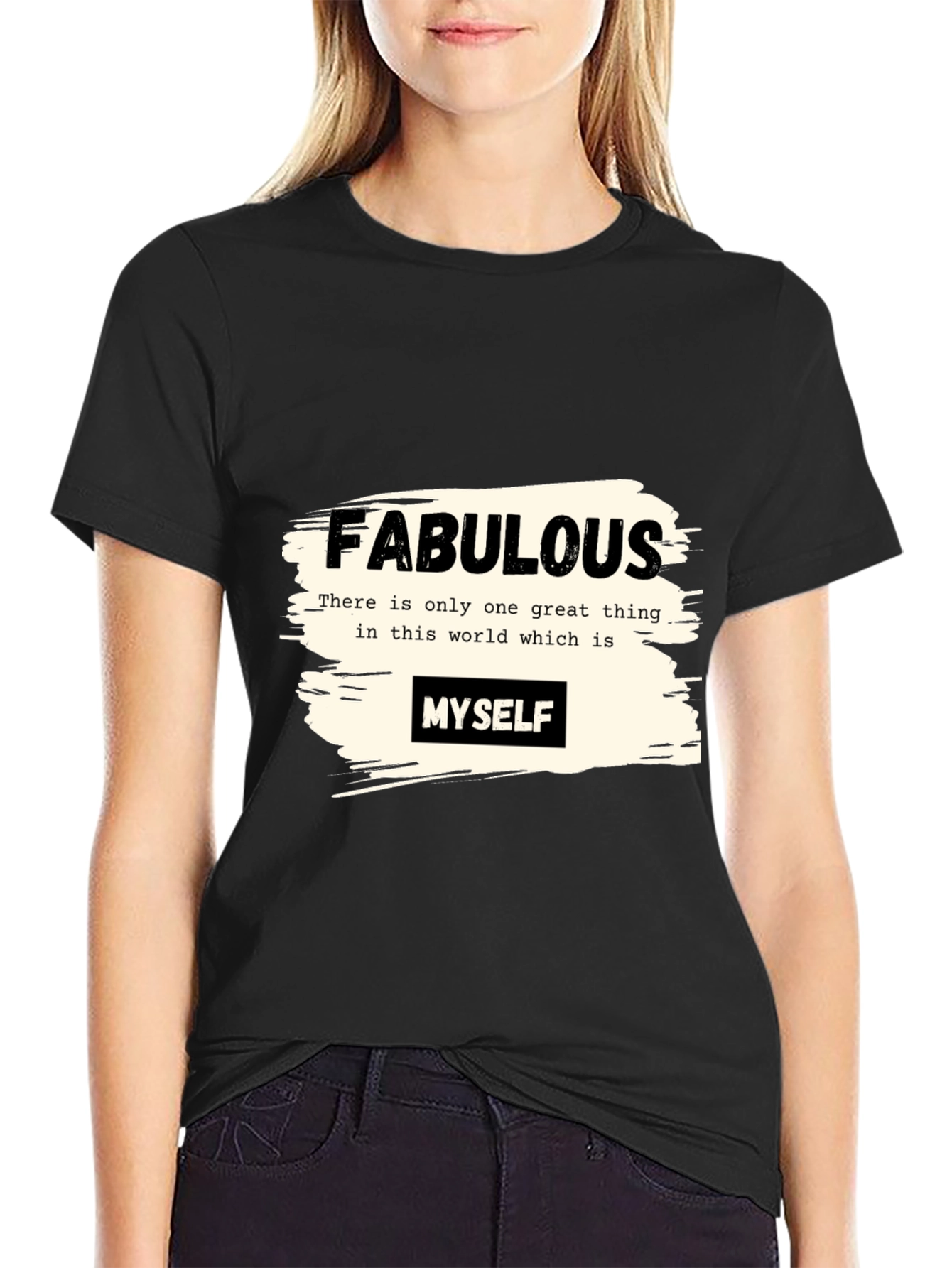 Black Fabulous Myself Graphic Tee - Black Unisex T-Shirt view 2