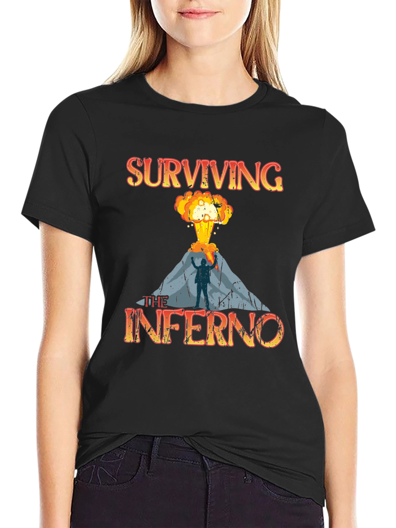Black Surviving the Inferno Graphic T-Shirt - Premium Tee view 2