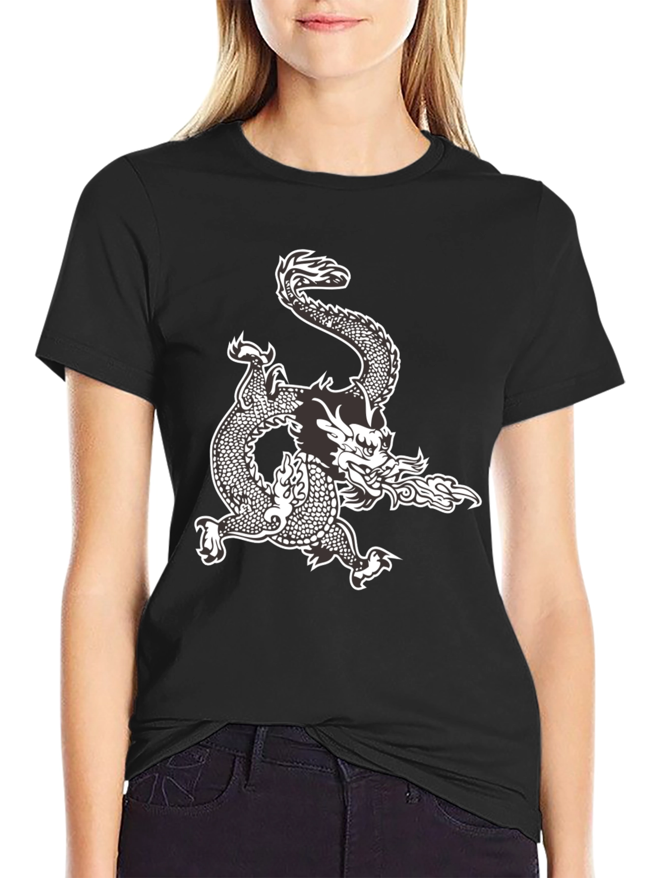 Black Dragon Graphic Tee - Black Cotton Comfort view 2