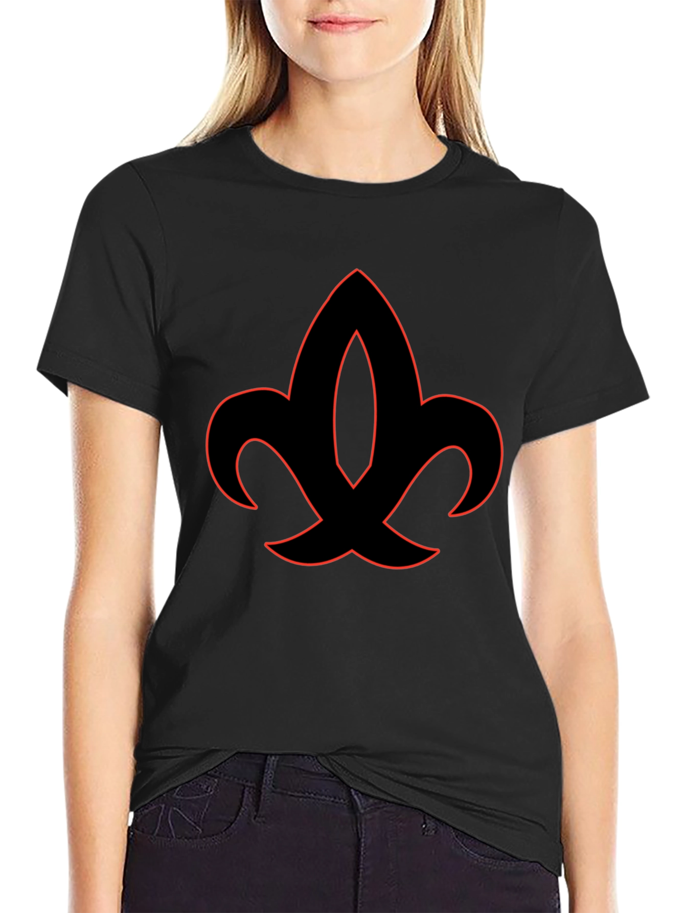Black Fleur-de-Lis Graphic Tee - Modern Style view 2