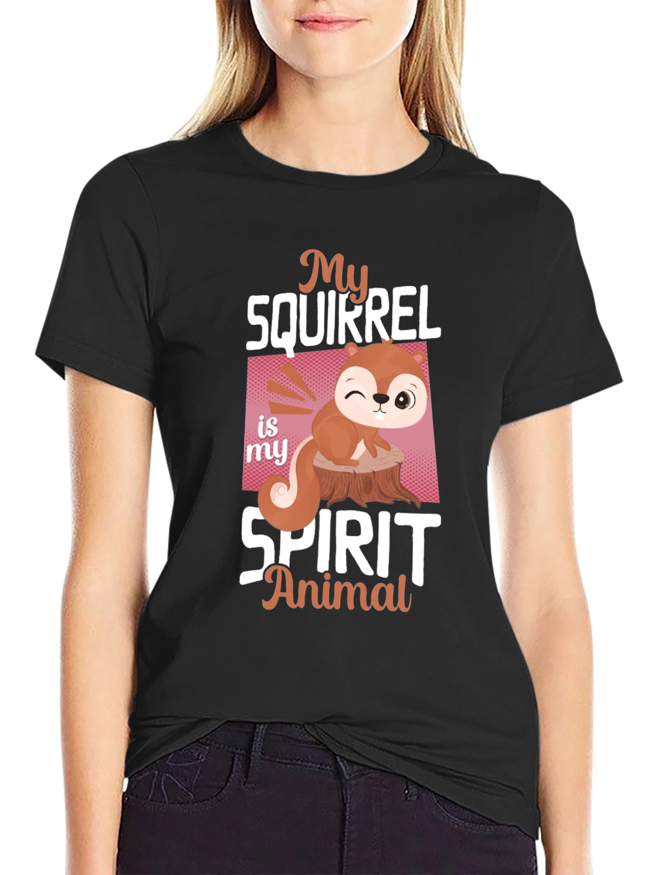 Black My Squirrel Is My Spirit Animal T-Shirt view 2