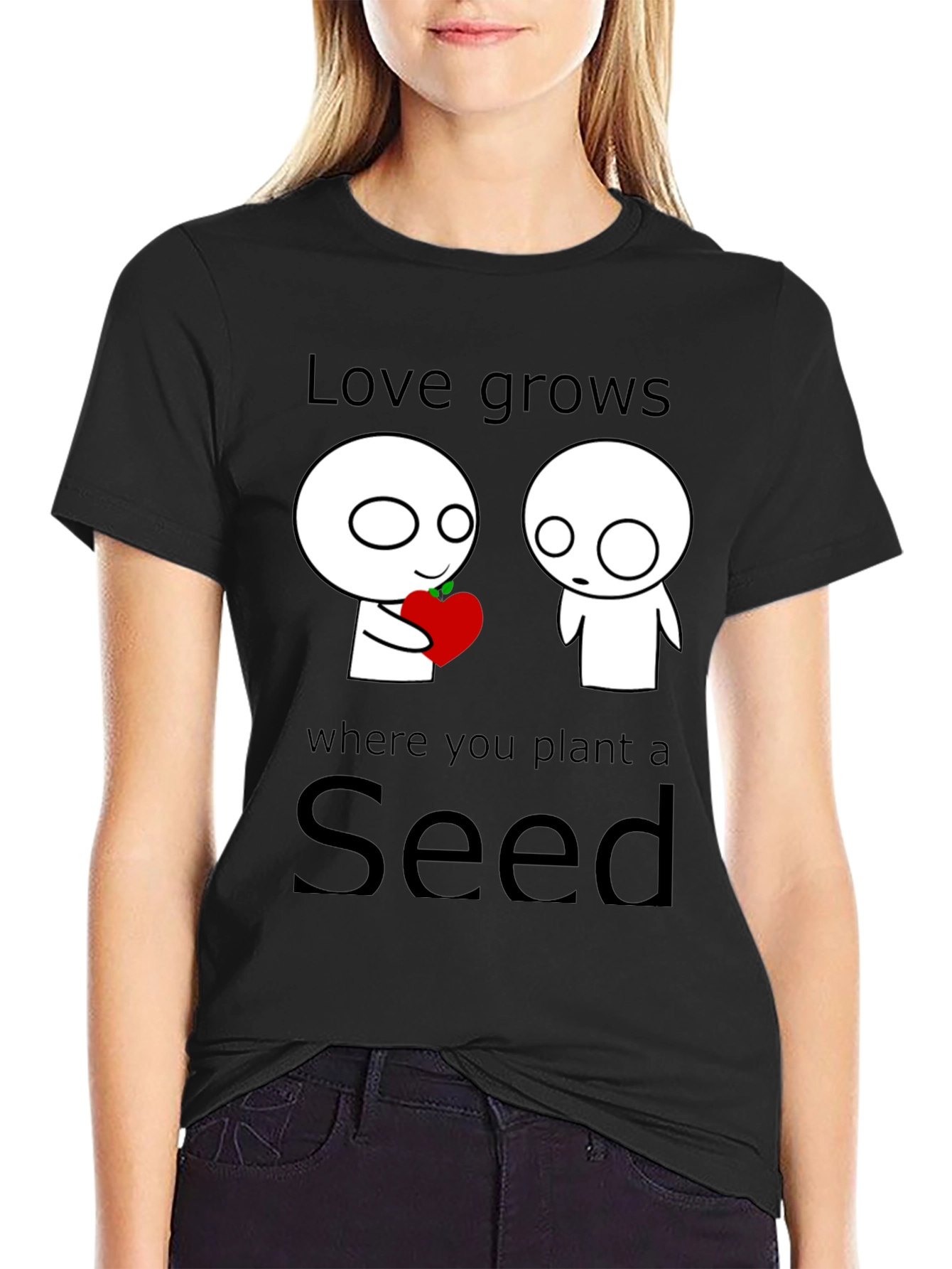 Black Love Grows Seed T-Shirt - Unique Graphic Tee view 2