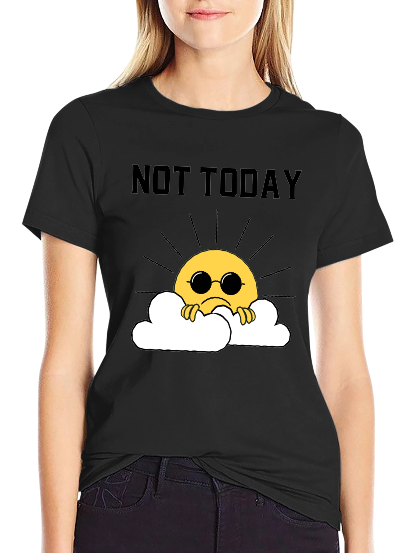Black Not Today Funny Graphic Tee view 2