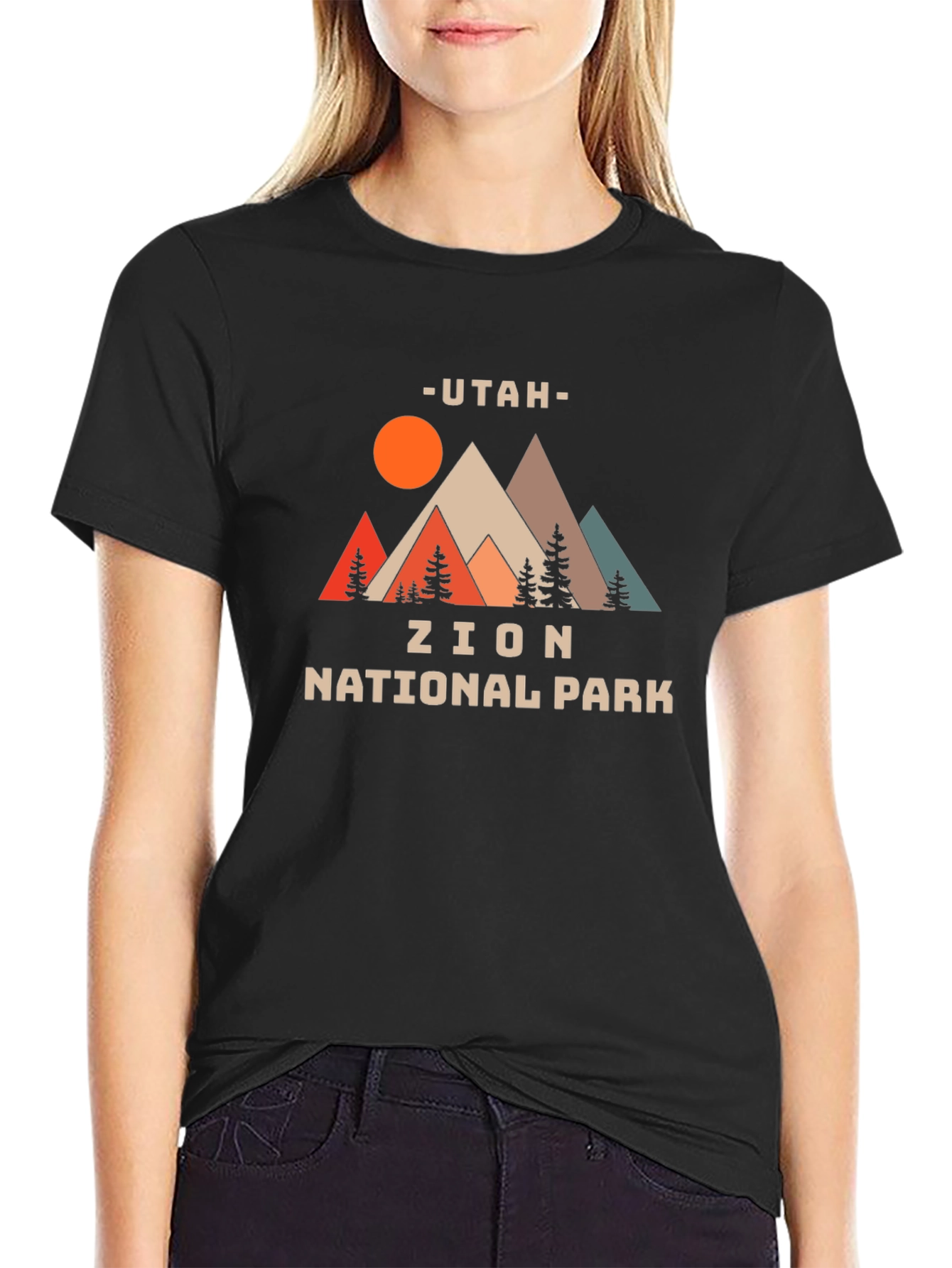 Black Utah Zion National Park Graphic T-Shirt view 2