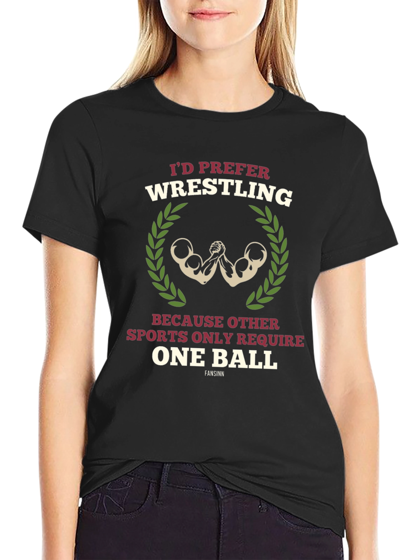 Black Wrestling Fan Black Graphic Tee view 2