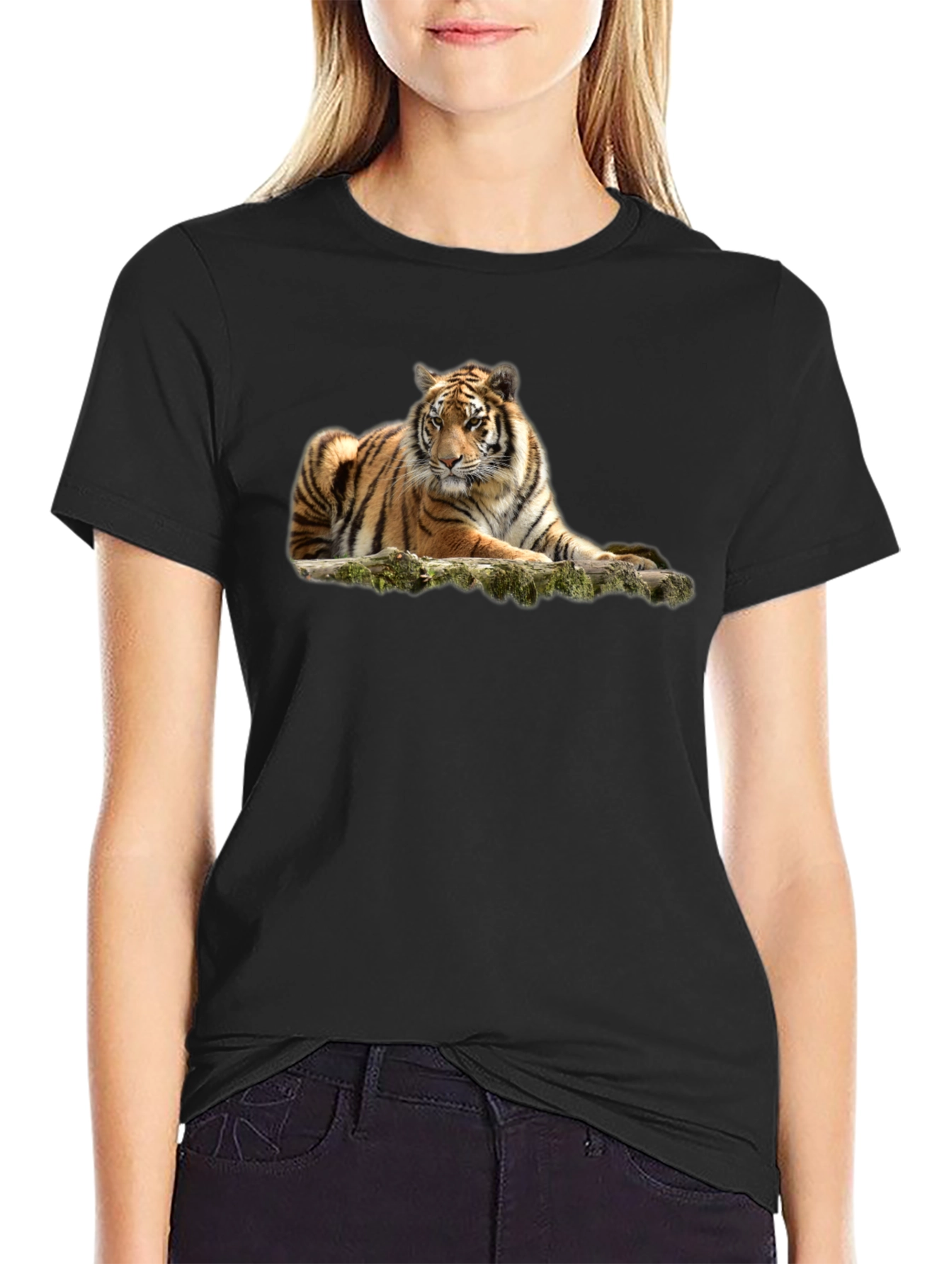 Black Tiger Graphic T-Shirt - Black Crew Neck Tee view 2