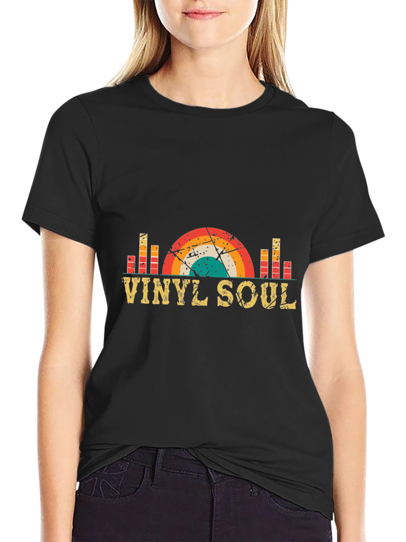 Black Vinyl Soul Retro Graphic Tee - Vintage Music Lover Shirt view 2