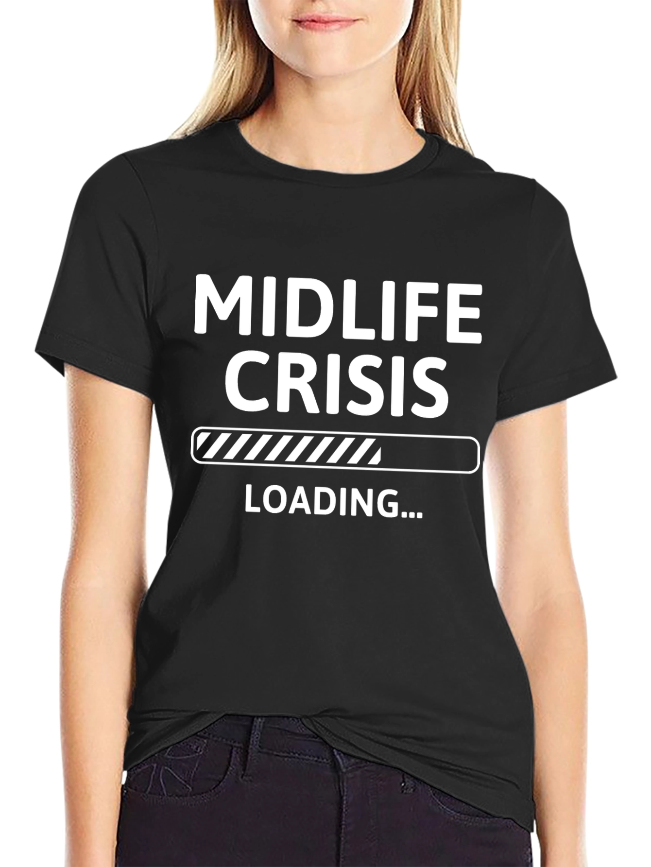 Black Midlife Crisis Loading Funny Graphic Tee view 2