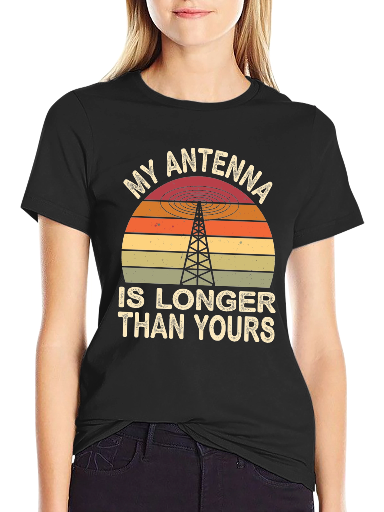 Black My Antenna is Longer Than Yours Funny T-Shirt view 2