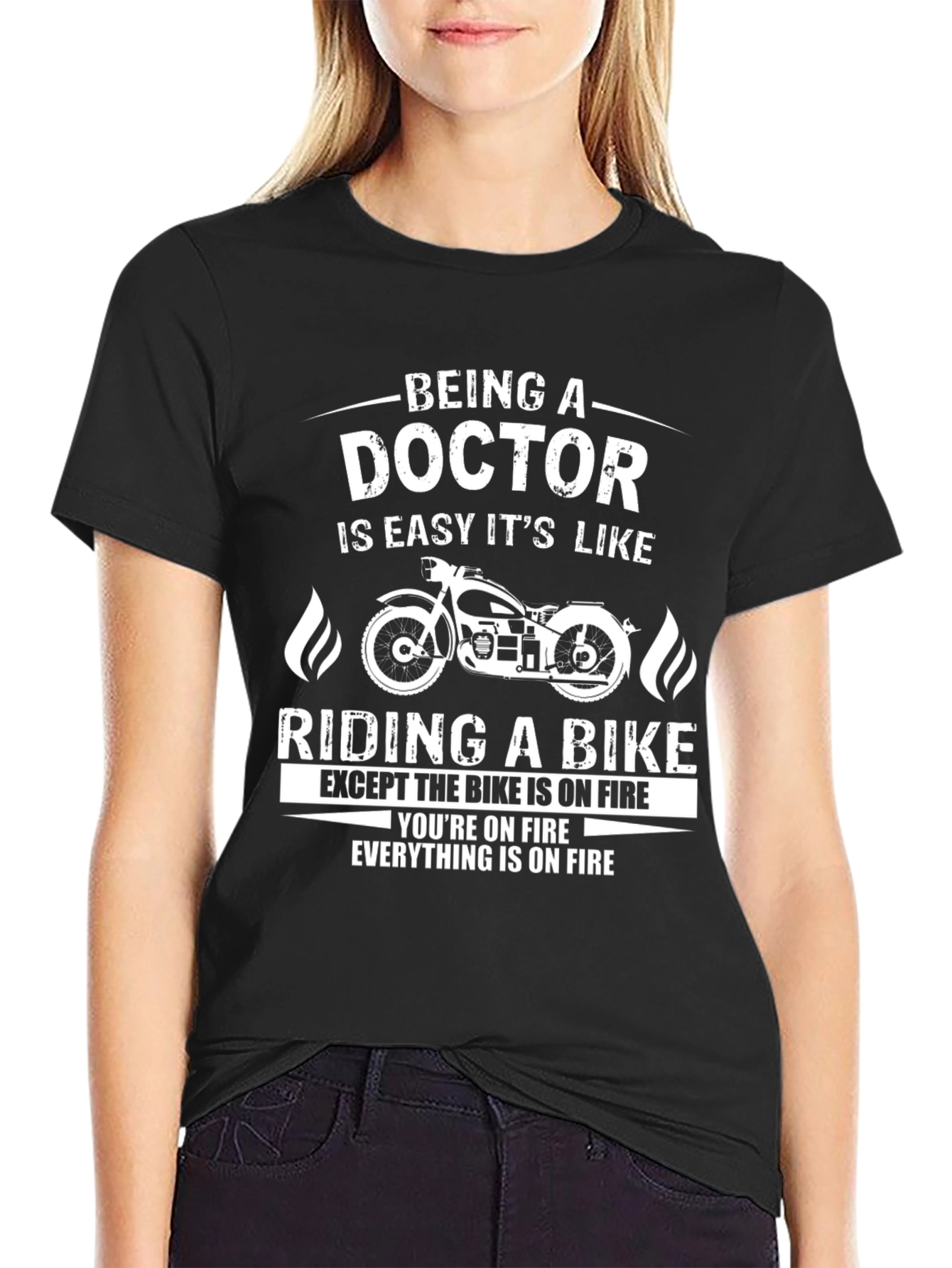 Black Doctor Bike On Fire T-Shirt view 2