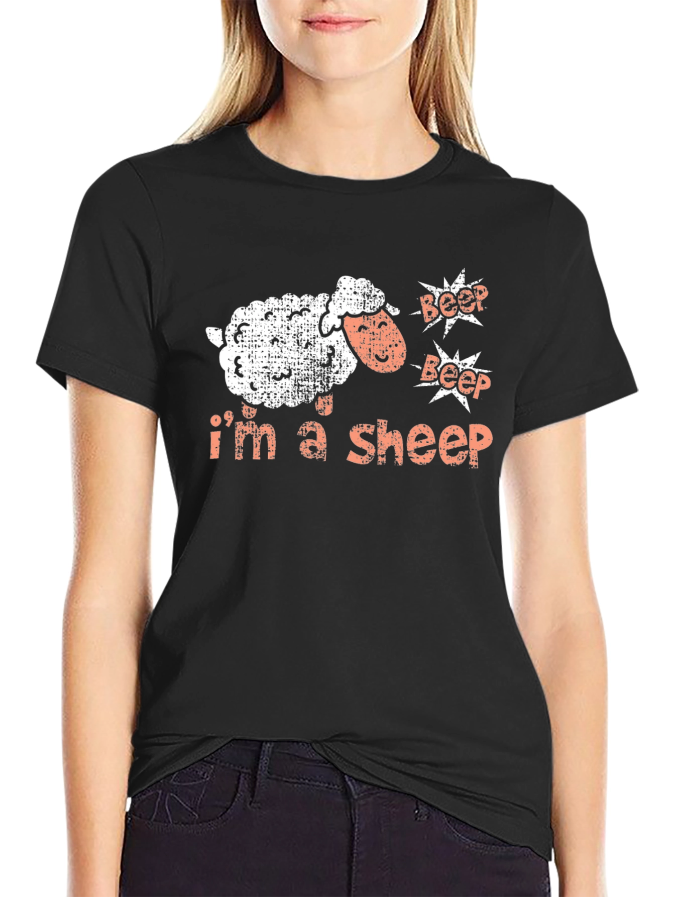 Black I'm a Sheep T-Shirt - Funny Animal Graphic Tee view 2