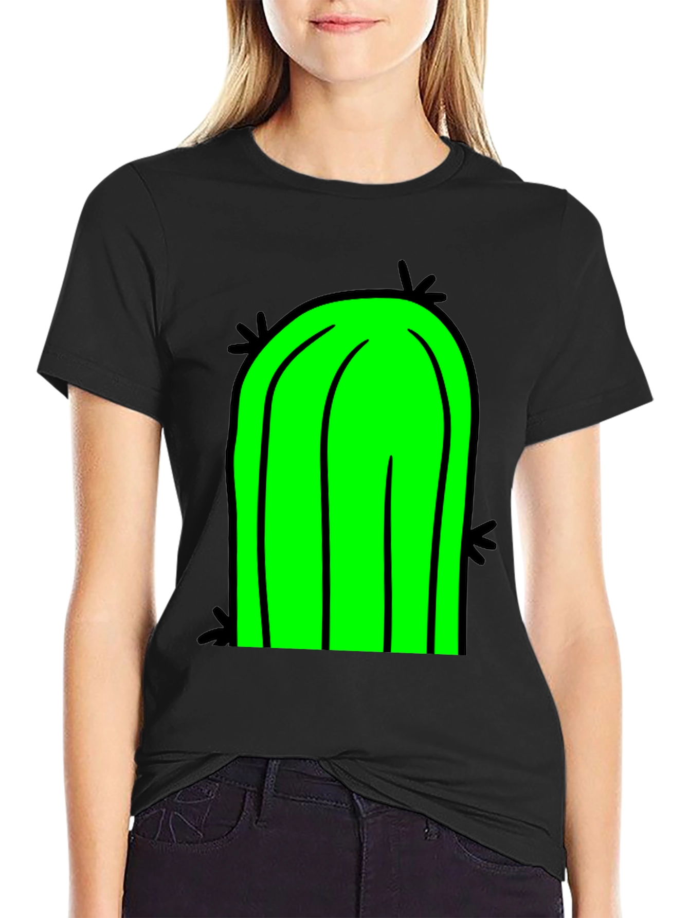 Black Cactus Graphic T-Shirt - Black Cotton Tee view 2