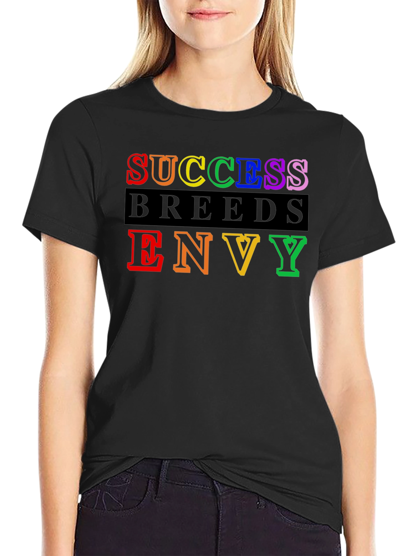 Black Success Breeds Envy Graphic Tee - Bold Statement Shirt view 2